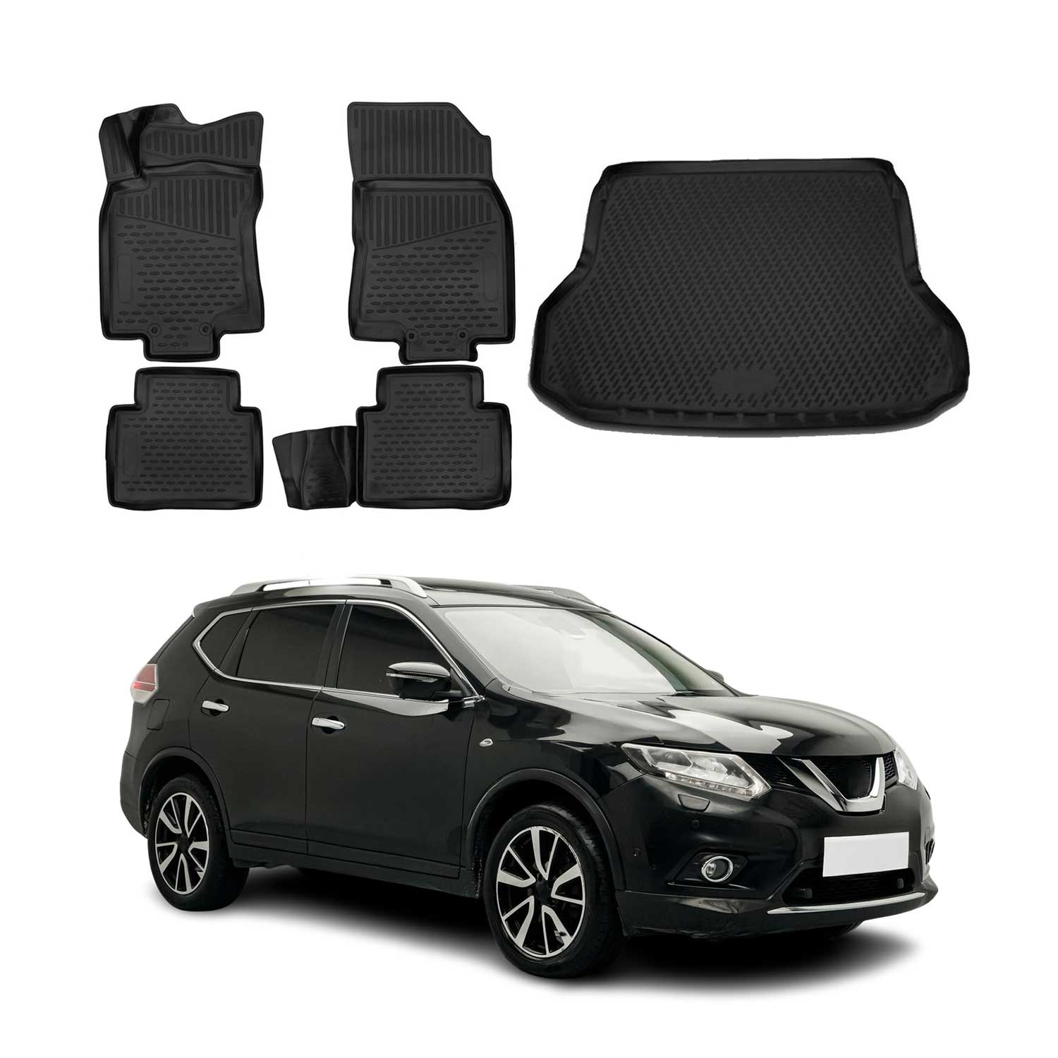 2014-2020 Nissan Rogue Floor Mats & Cargo Liner Full Set All Weather Black