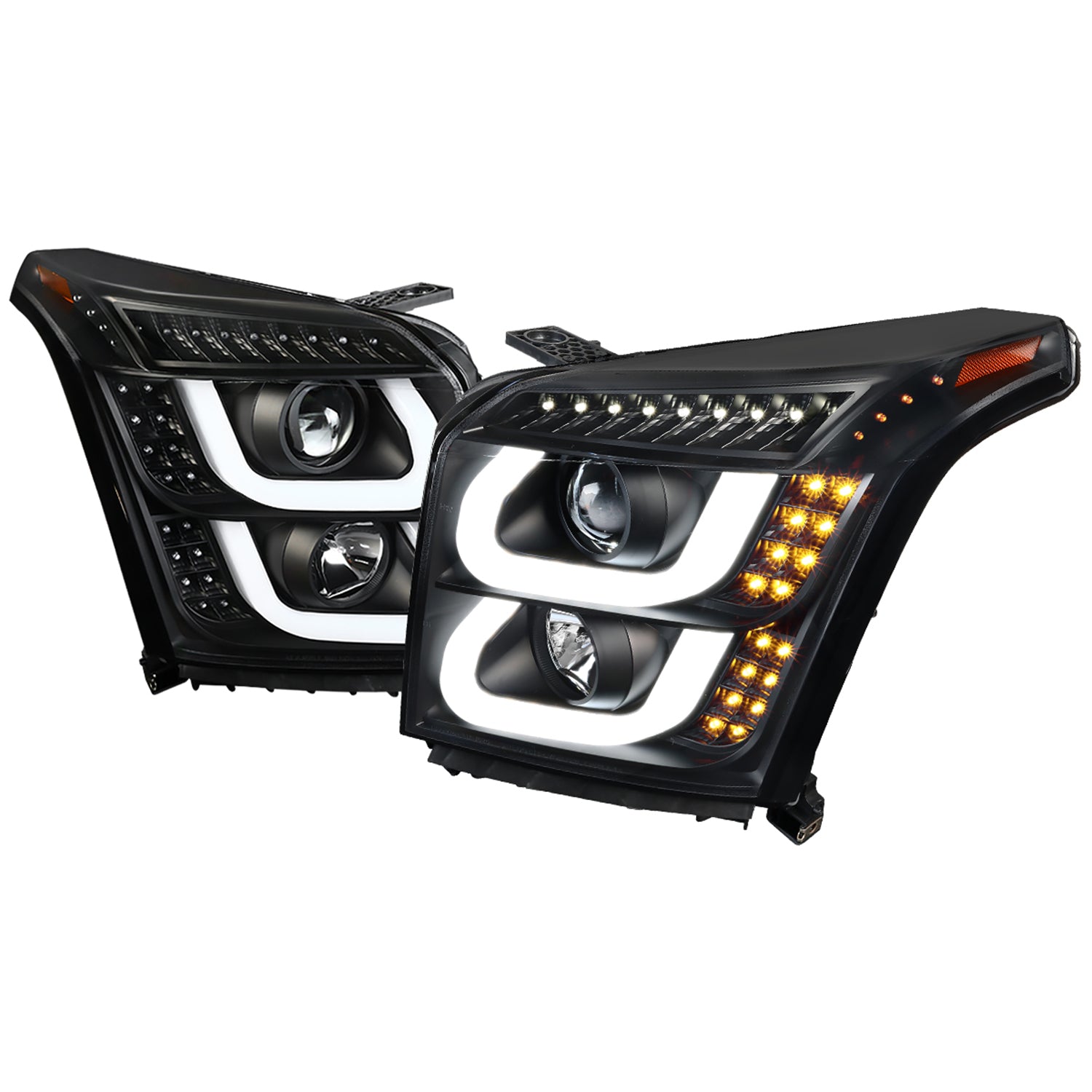 2015-2020 GMC Yukon/Yukon XL LED U-Bar Headlights LED Signal Lights Black