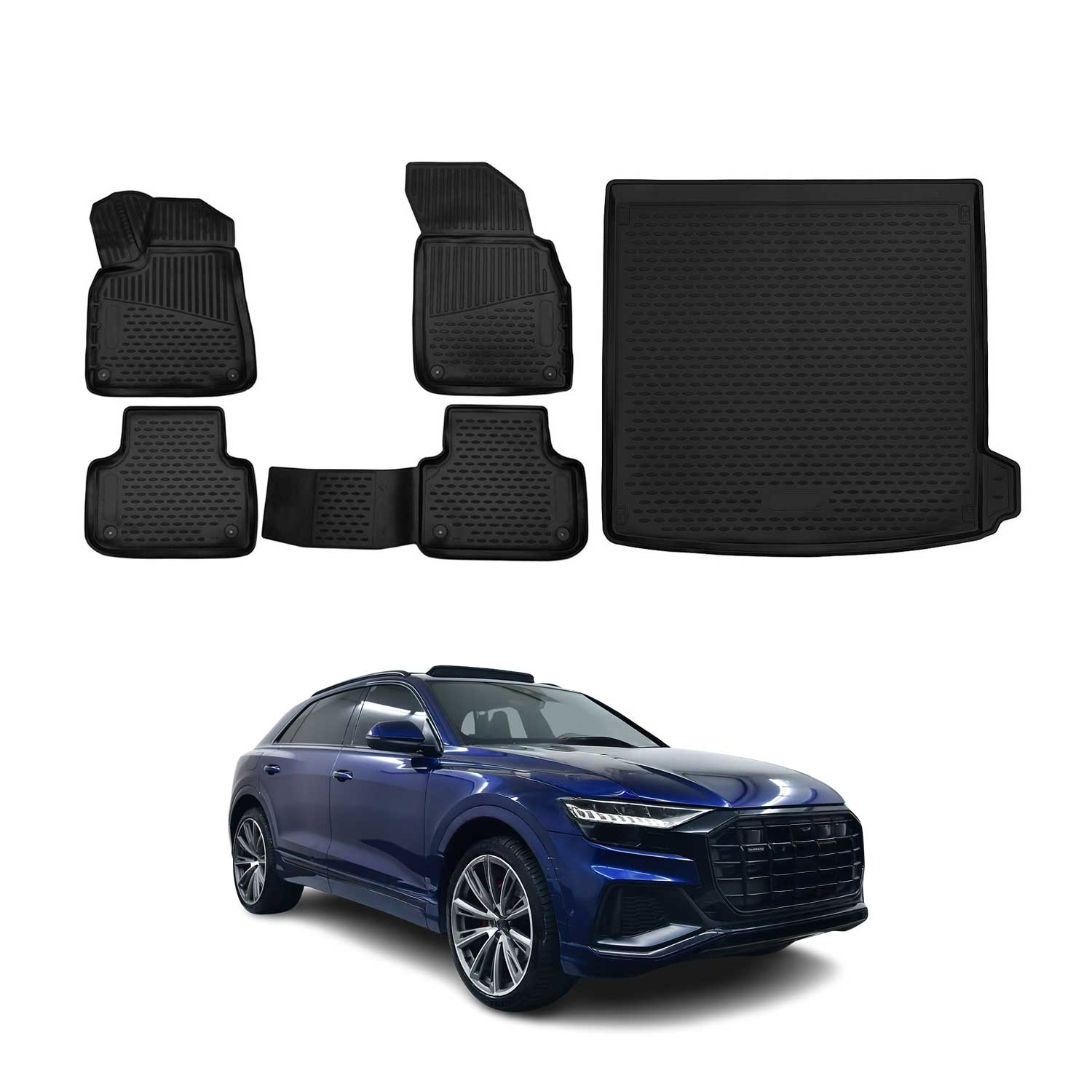 2019-2026 Audi Q8 Floor Mats & Cargo Liner Full Set All Weather Black