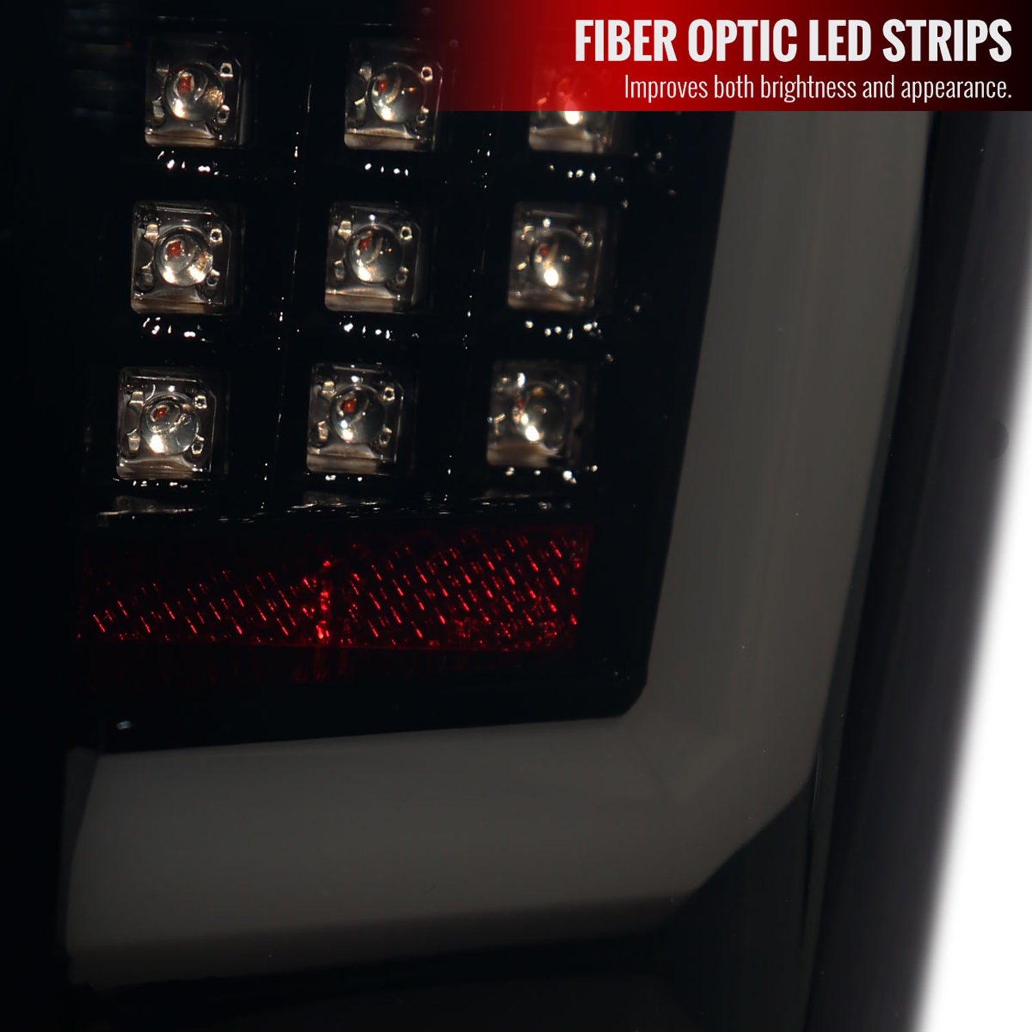 2009-2014 Ford F-150 White C-Bar LED Tail Lights Glossy Black/Smoke Lens