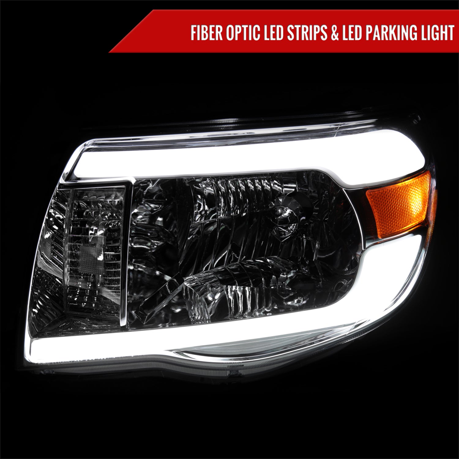 2005-2011 Toyota Tacoma LED Bar Factory Style Headlights Chrome/Clear Lens