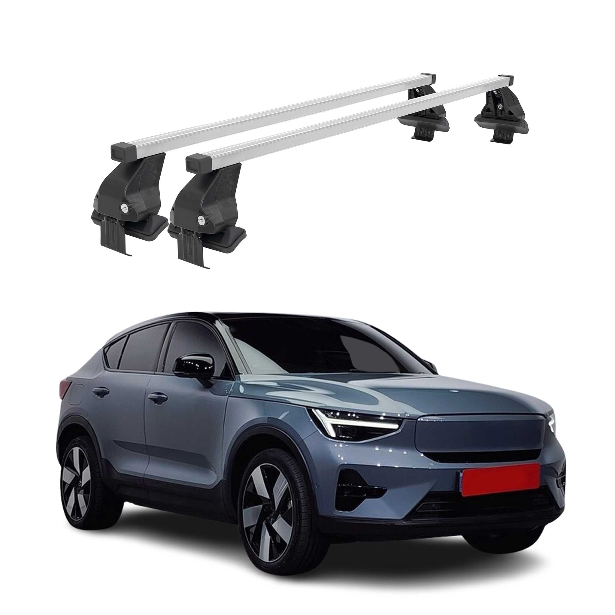 Top Roof Racks Cross Bars Carrier for Volvo C40 Recharge 2022-2026 Steel Gray 2x