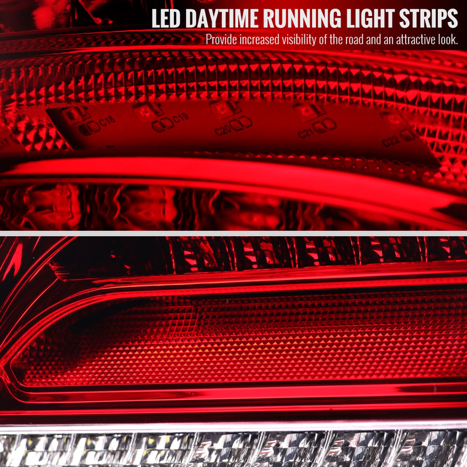 2001-2004 Mercedes Benz W203 C-Class Turn Signal LED Tail Lights Chrome/Red