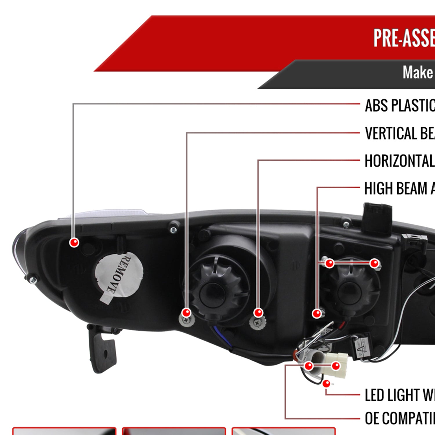 2006-2011 Honda Civic Sedan Dual Halo Projector Headlights Matte Black/Clear
