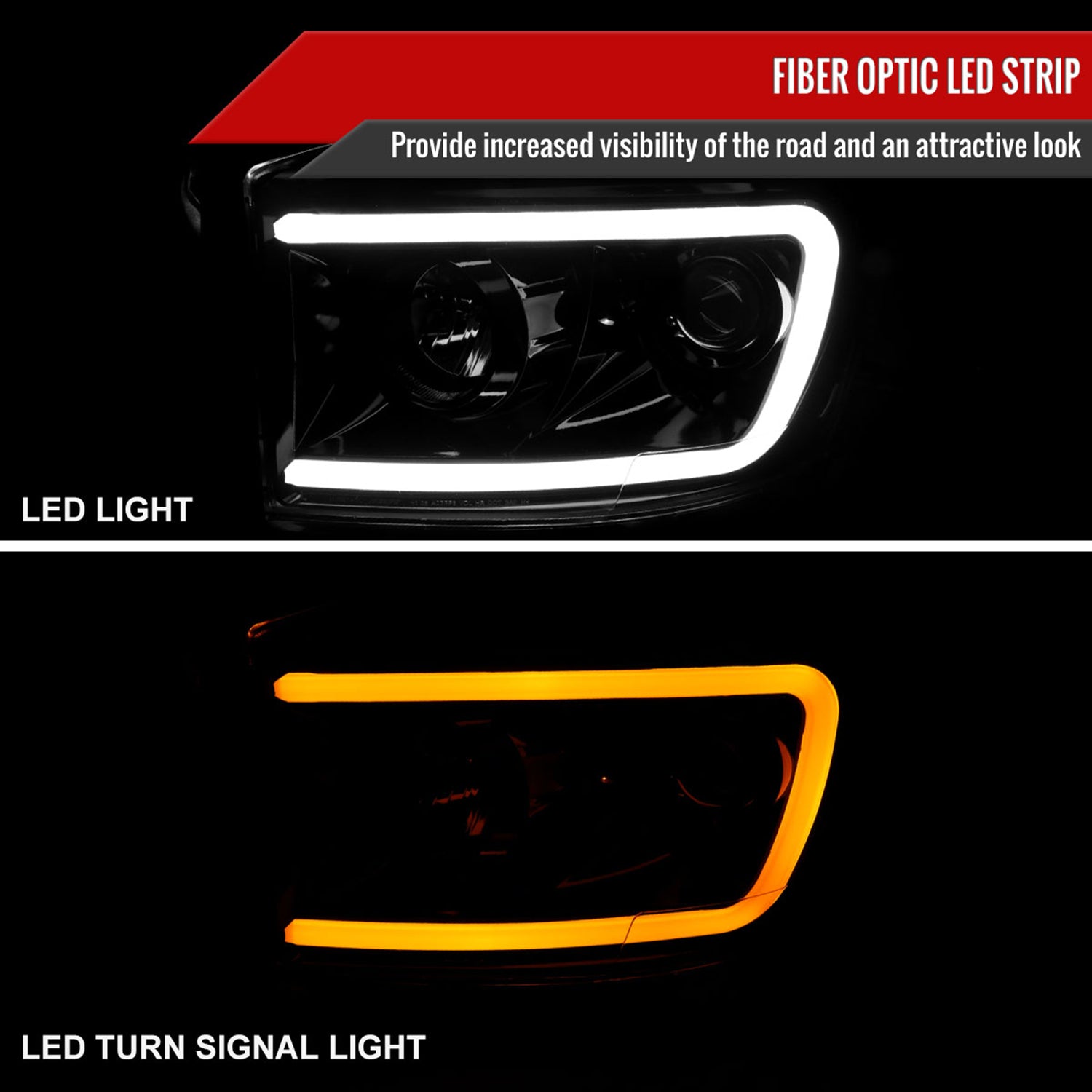 2006-2008 Dodge RAM 1500/ 06-2009 2500 3500 LED Projector Headlights Jet Black