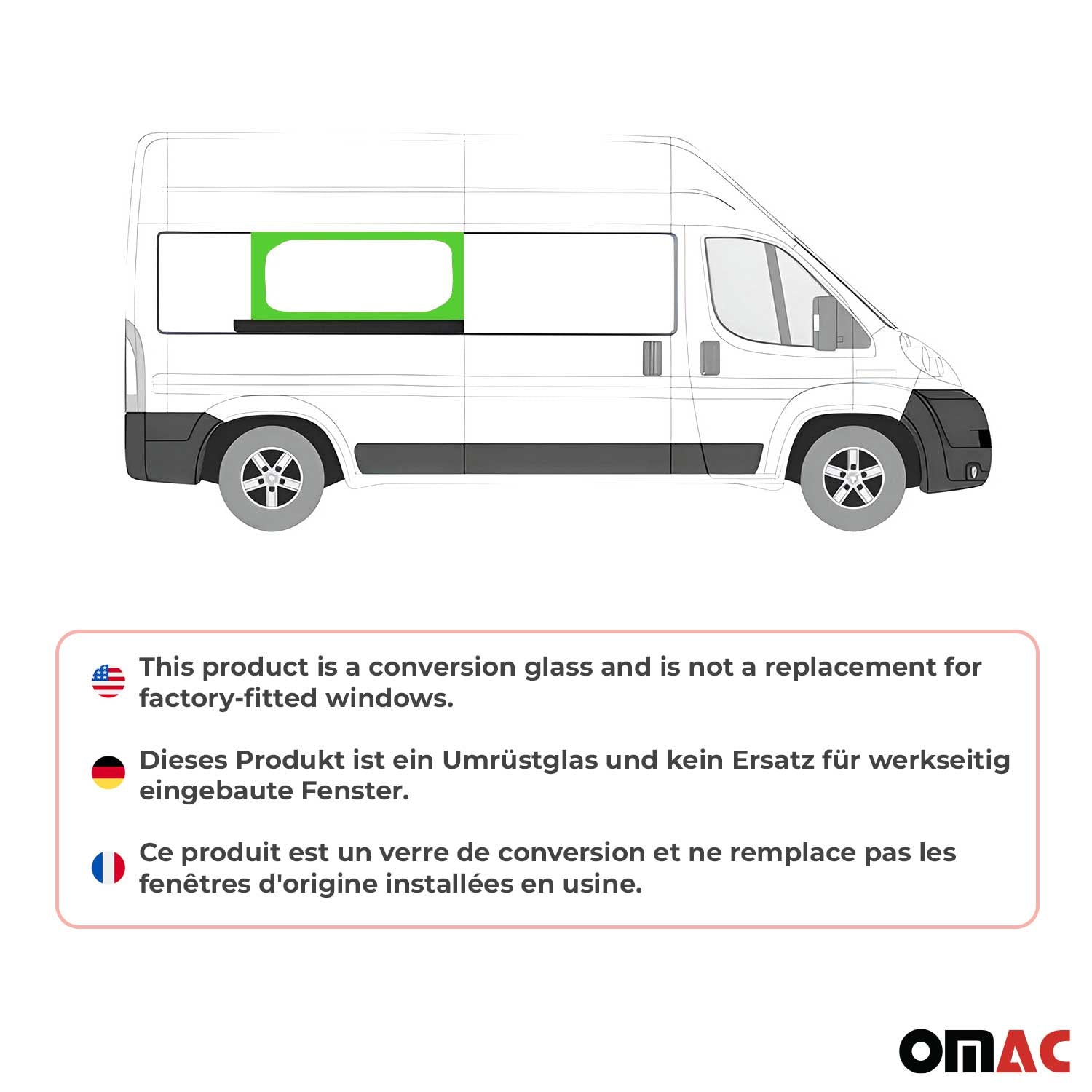 2014-2026 RAM ProMaster Window Glass Fit Kit Mid Right Sliding Door L3 L4