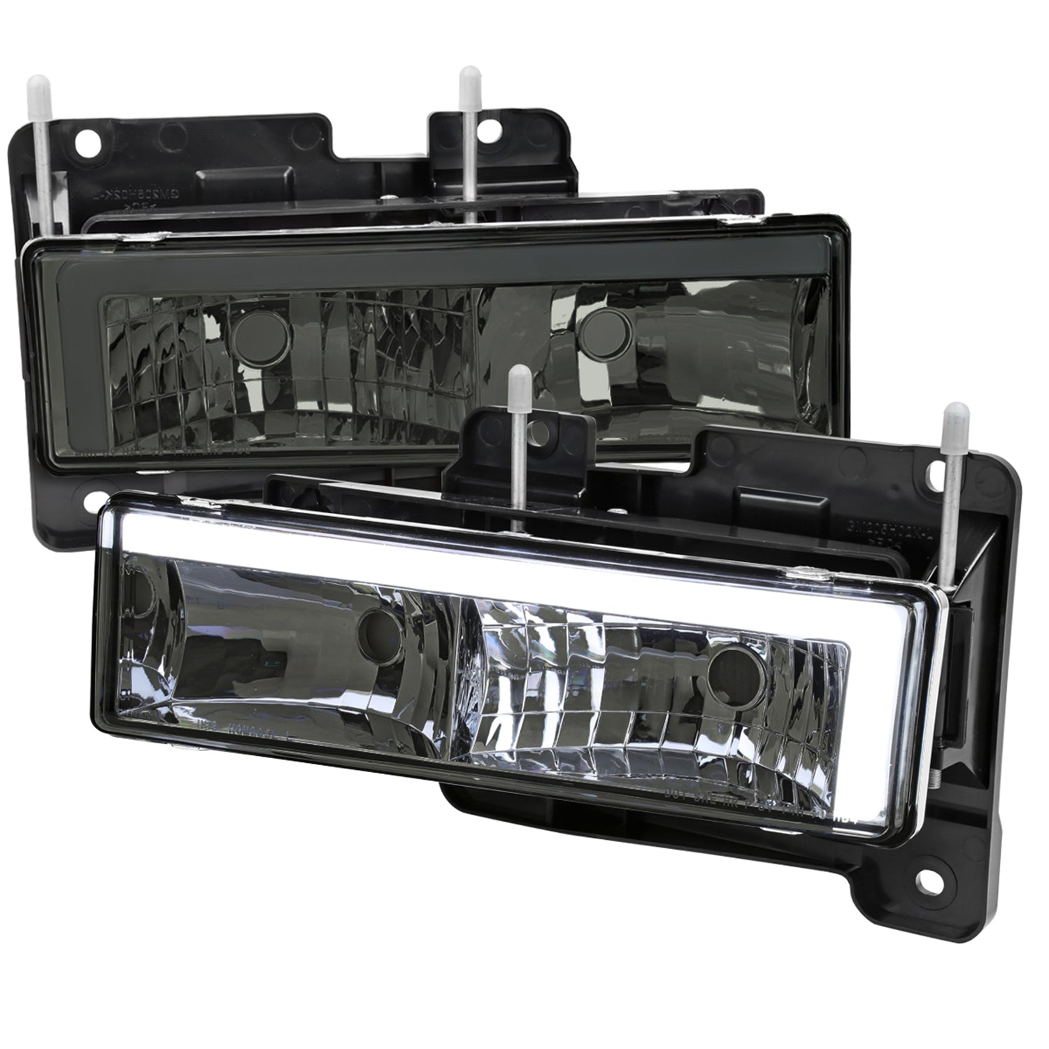 1988-1998 Chevy/GMC C10 C/K LED Strip Factory Style Headlights Chrome/Smoke