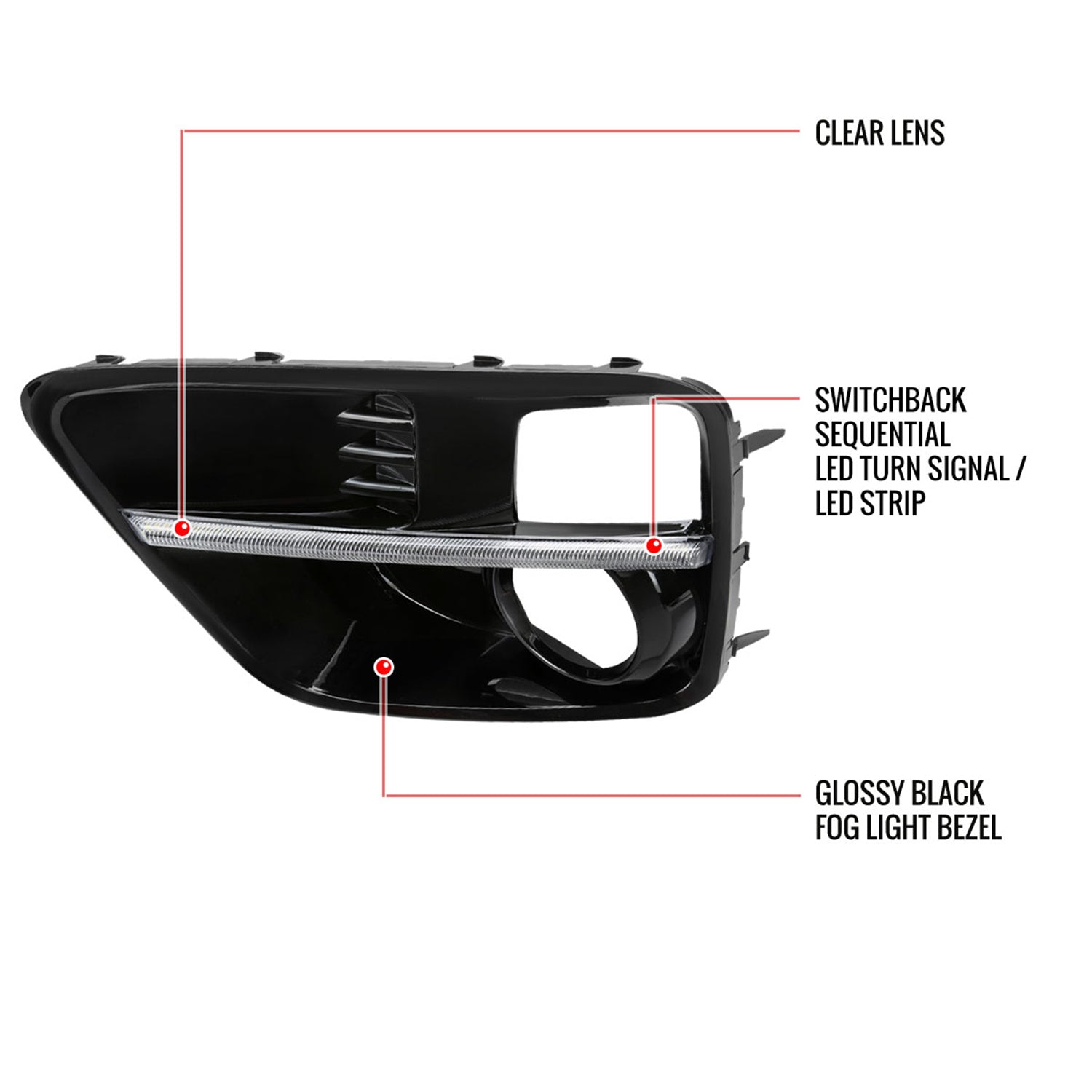 2015-2017 Subaru Impreza WRX STI LED Signal Fog Light Bezels Glossy Black