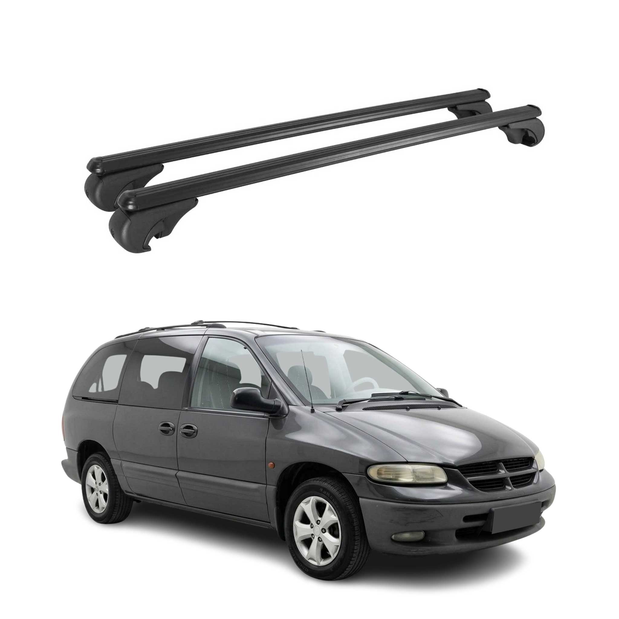 Roof Rack Cross Bars Luggage Carrier for Dodge Caravan 1996-2000 TÜV Black 2 Pcs