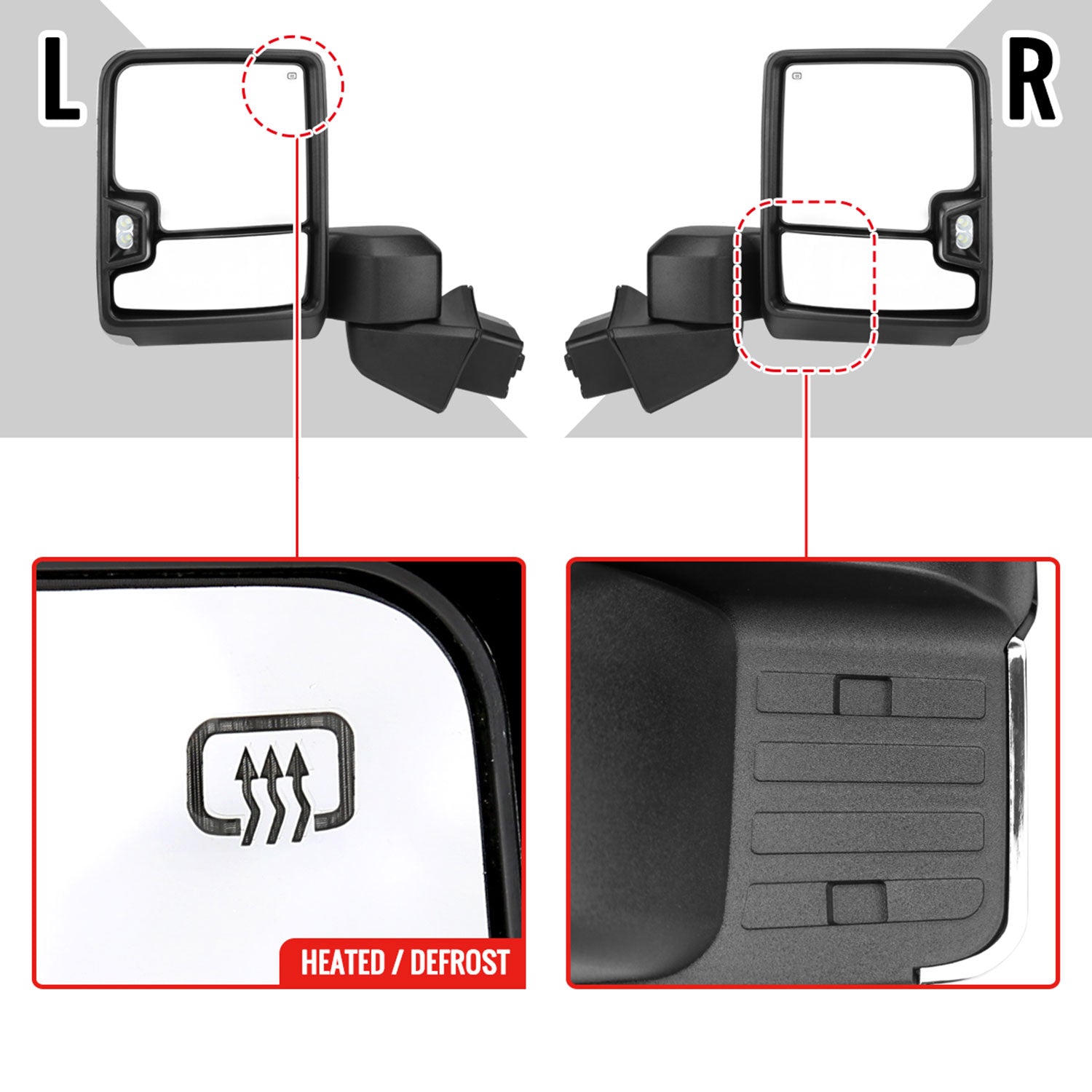 2019-2023 Chevy Silverado 1500 Heated Chrome Towing Mirrors & Turn Signal