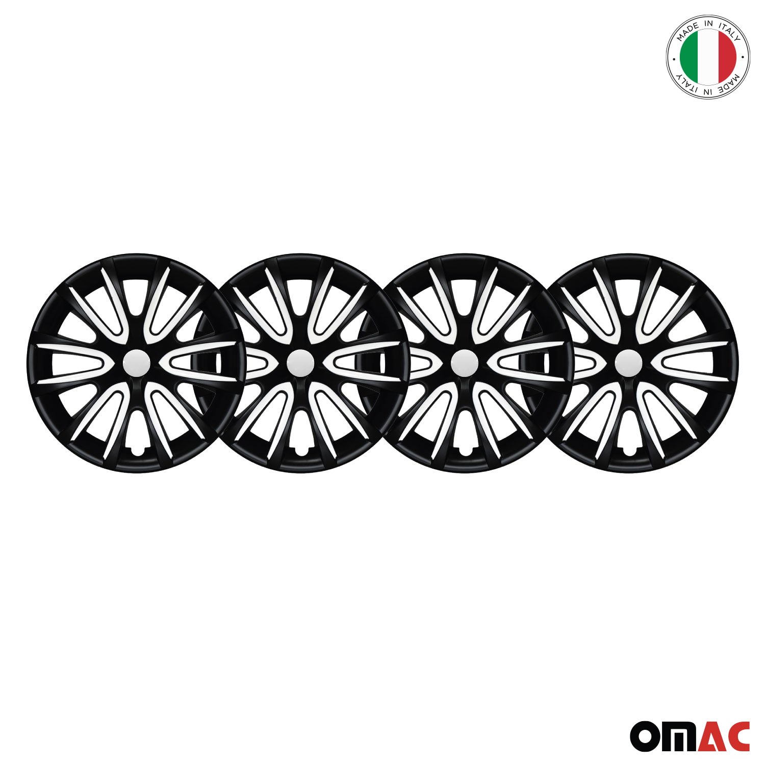 Bicolo Hub Caps Wheel Cover 14" Black Matt & White Full Set 4 pcs.
