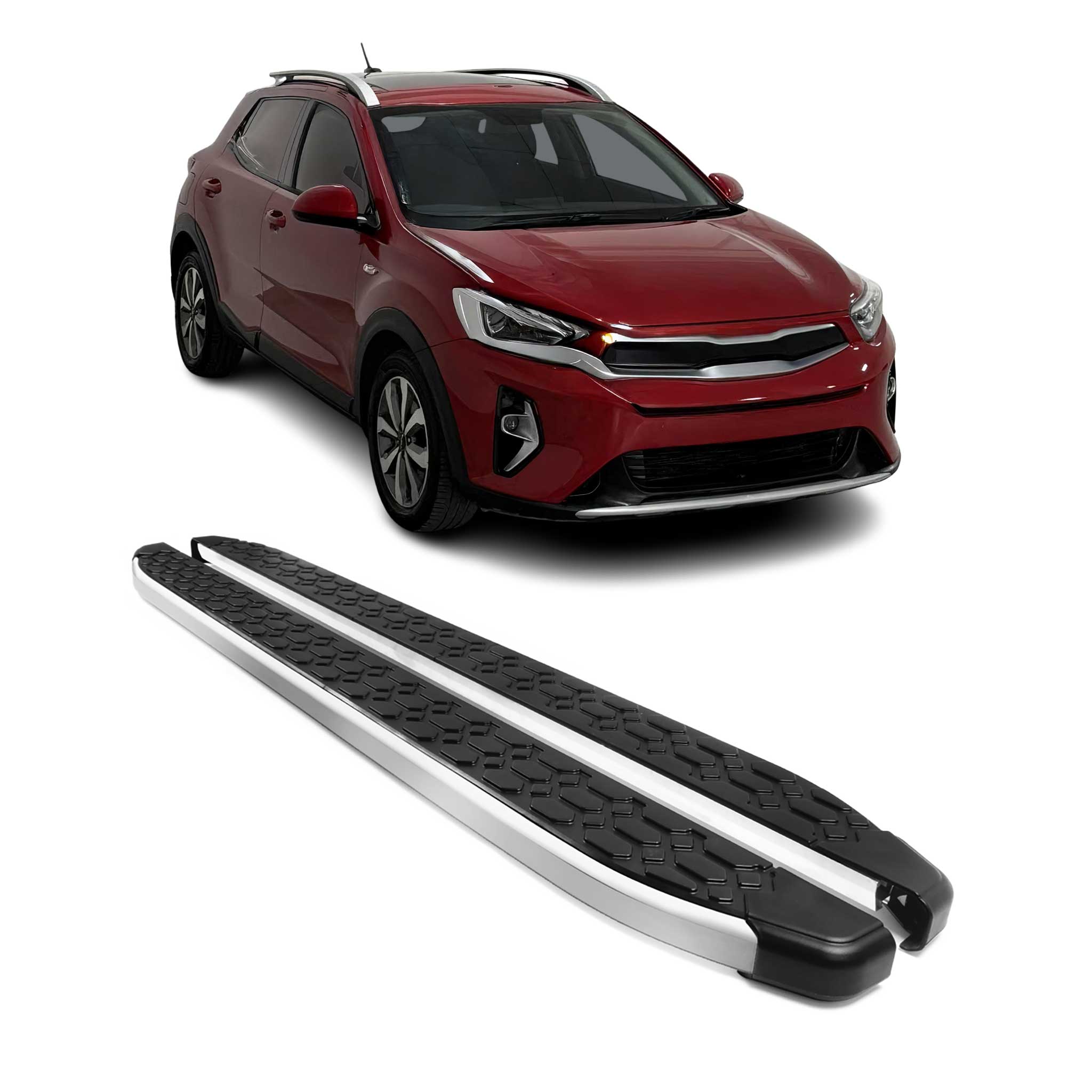 2020-2025 Kia Telluride 1.gen Running Board Side Step Nerf Bar Silver Black 2 Pcs