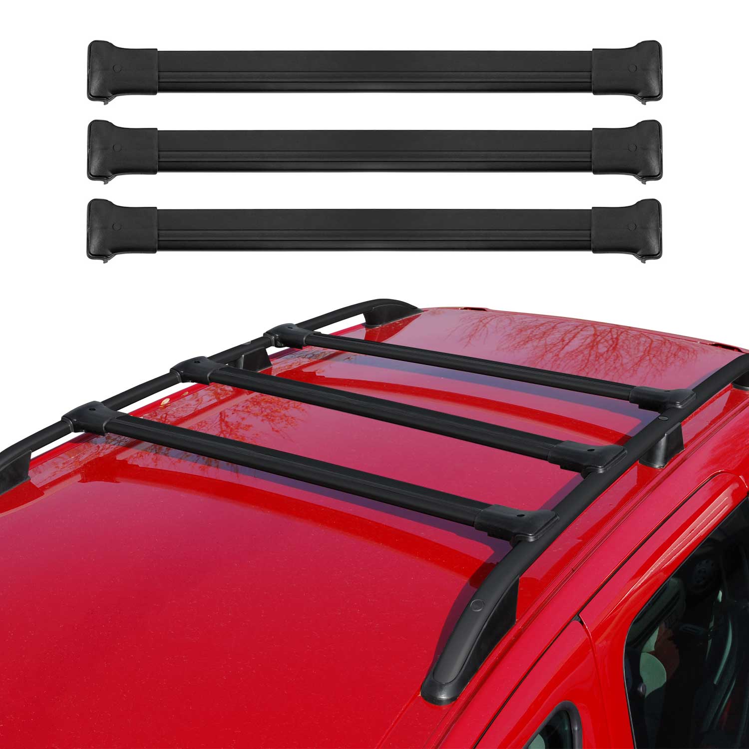 2015-2026 Ford Transit Roof Rack Cross Bars 3Pcs Black