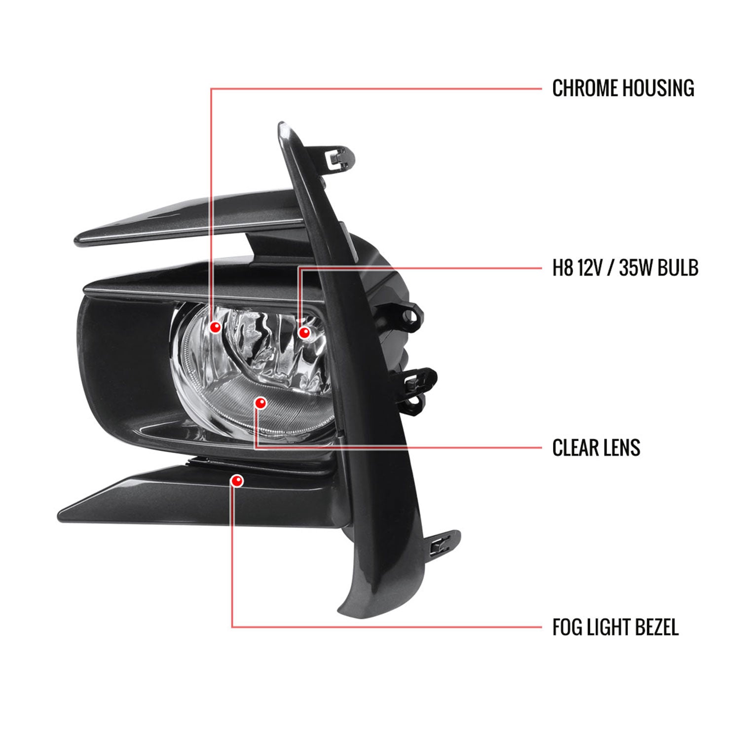 2018-2019 Toyota Sienna H11 Fog Lights Kit Chrome Housing/Clear Lens