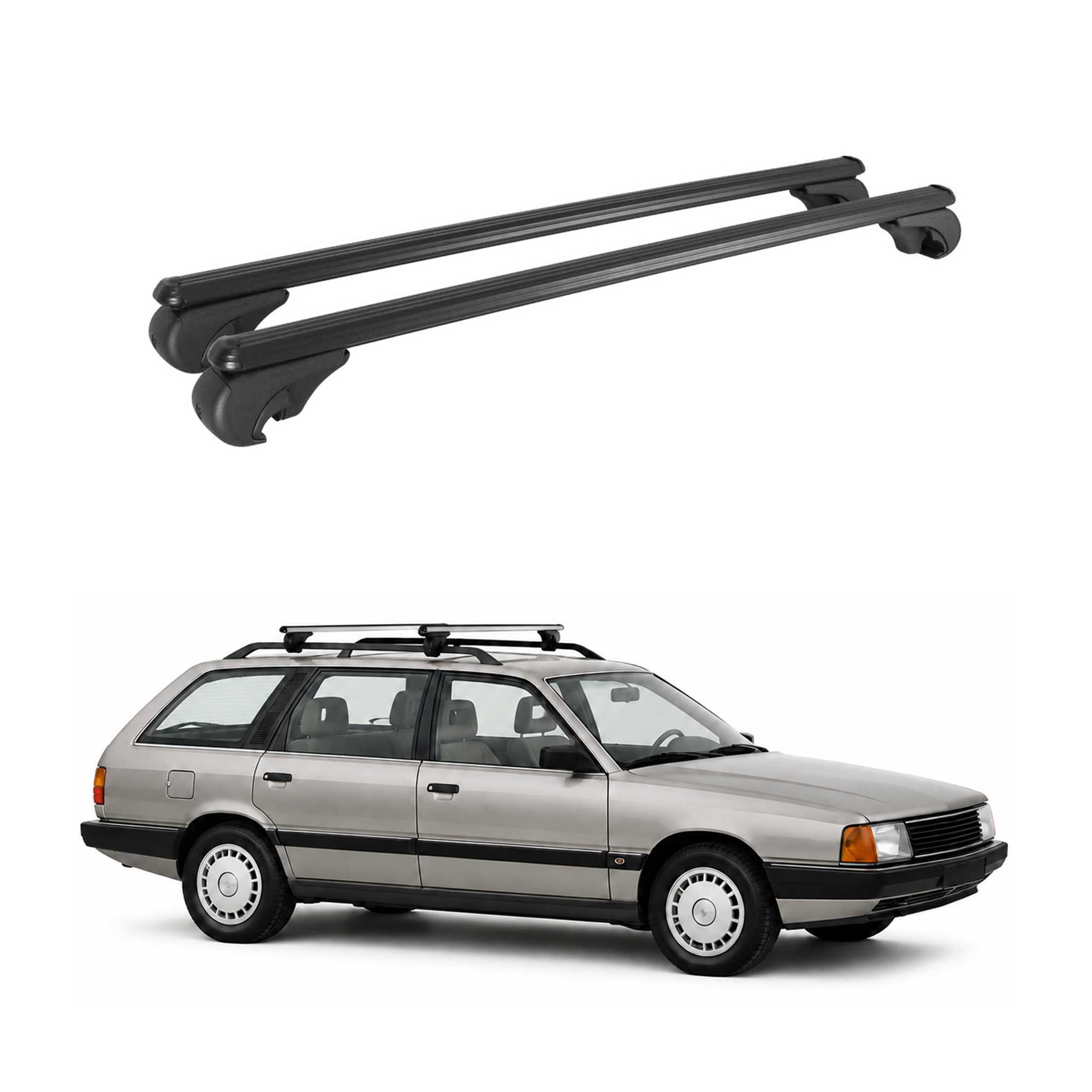 Roof Rack Cross Bars Luggage Carrier for Audi 5000S Avant 1984-1991 TÜV Black 2x