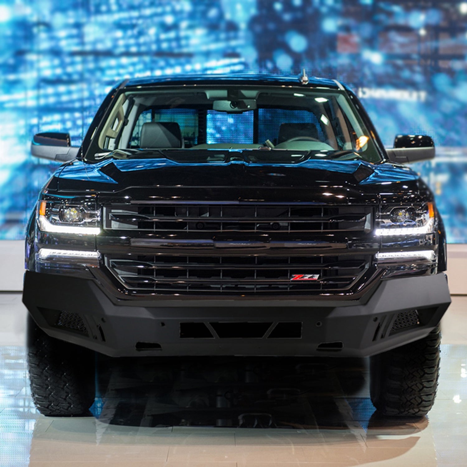 2016-2018 Chevy Silverado 1500 Heavy Duty Steel Front Bumper LED Light Ports