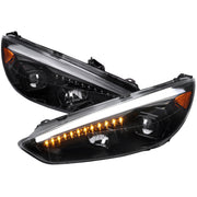 2015-2018 Ford Focus LED Signal Projector Headlights Jet Black/Clear