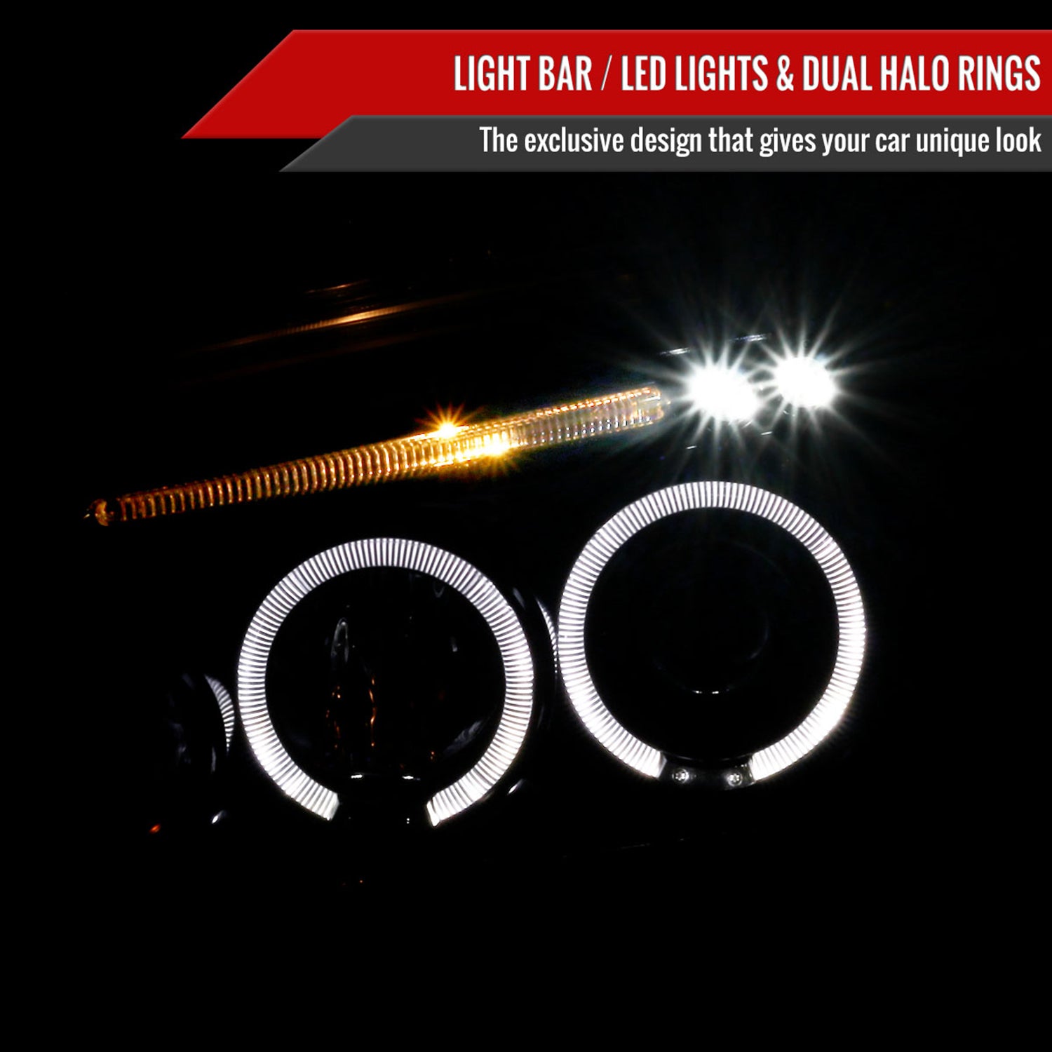 2005-2010 Dodge Charger Dual Halo Projector Headlights Glossy Black/Smoke Lens