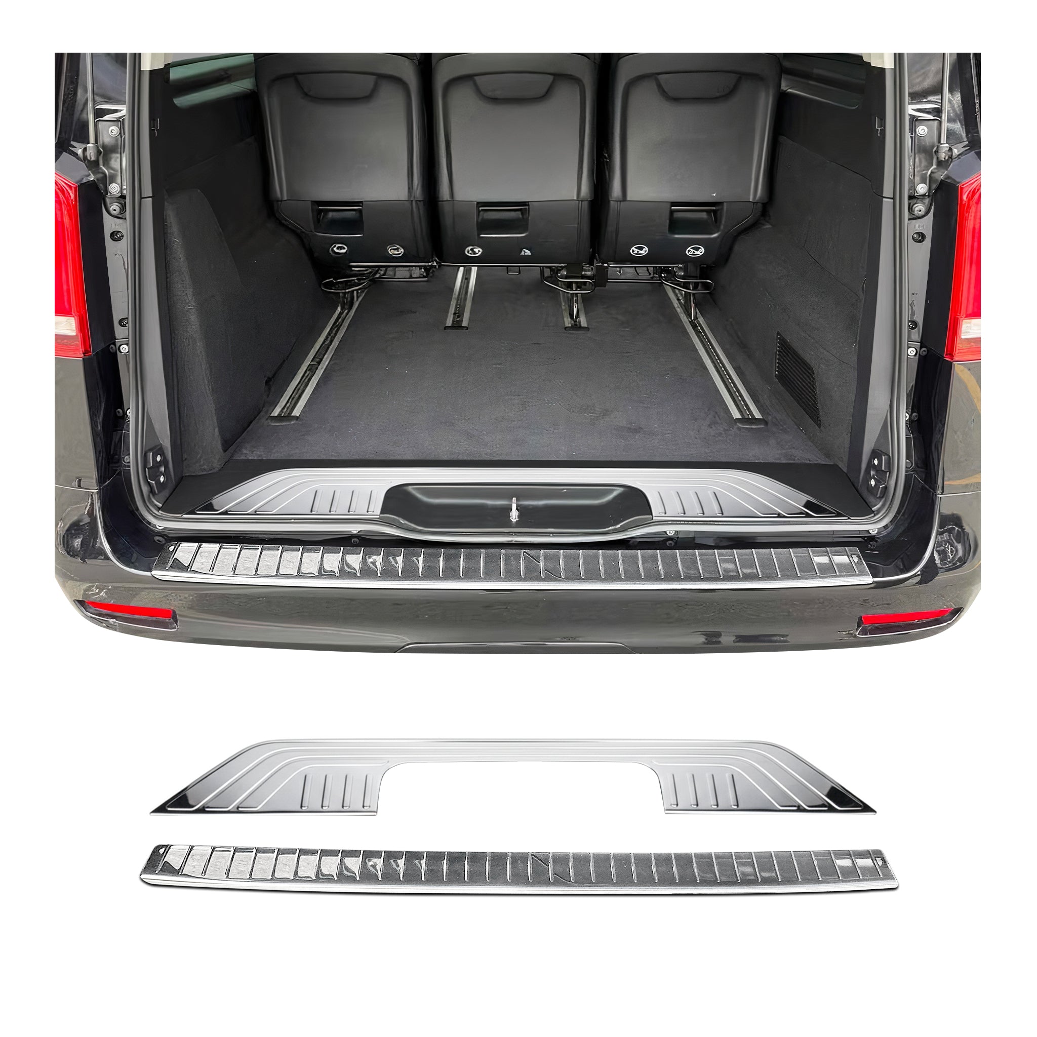 Rear Bumper Guard & Trunk Sill Cover Set for Mercedes Metris 2016-2024 Gloss