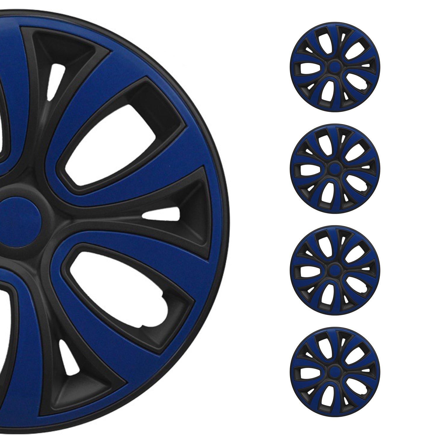 ColorFlex Hub Caps Wheel Cover 14" Black Matt & Dark Blue Full Set 4 pcs.