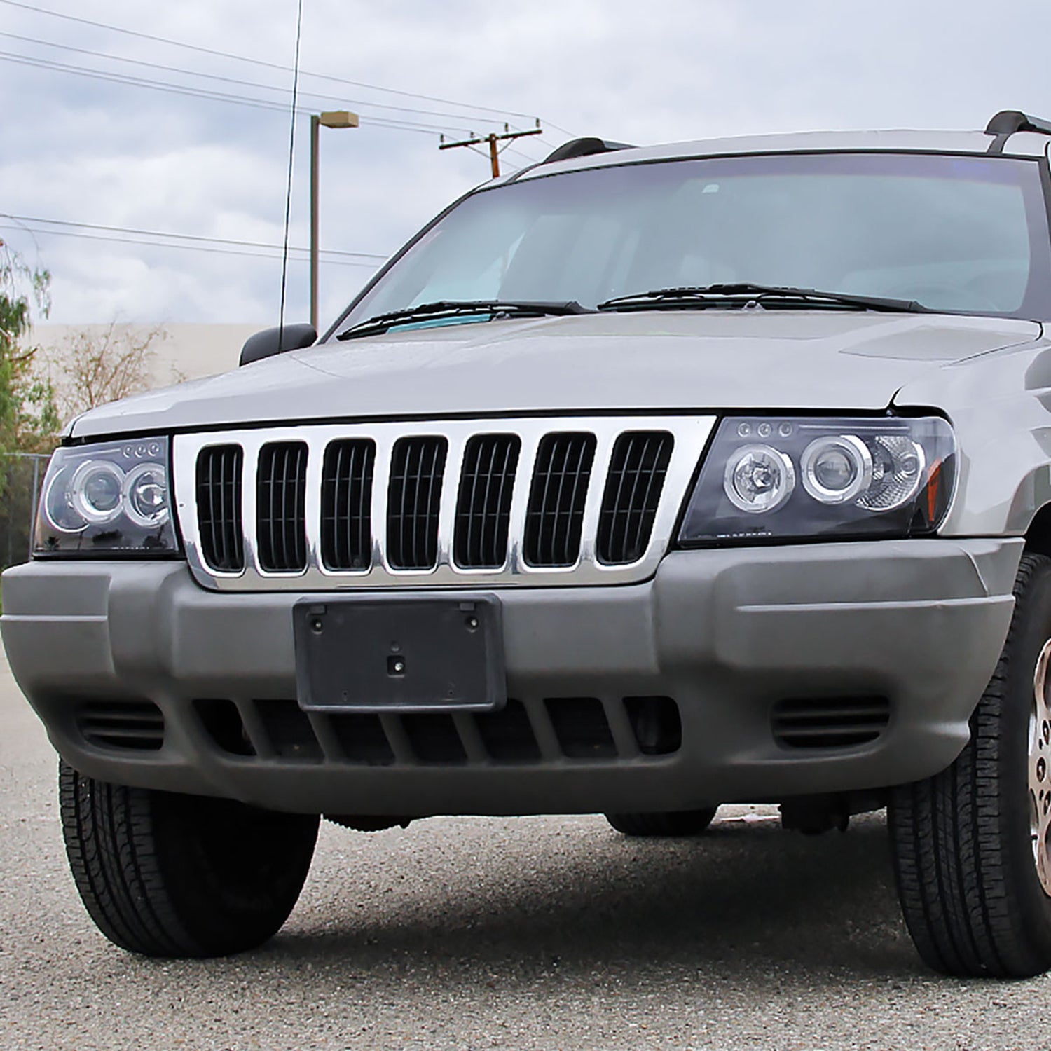 1999-2004 Jeep Grand Cherokee Dual Halo Projector Headlights Matte Black/Clear