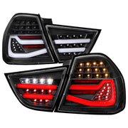 2009-2011 BMW E90 3-Series 4Dr Sedan Red LED Tail Light Matte Black/Clear Lens