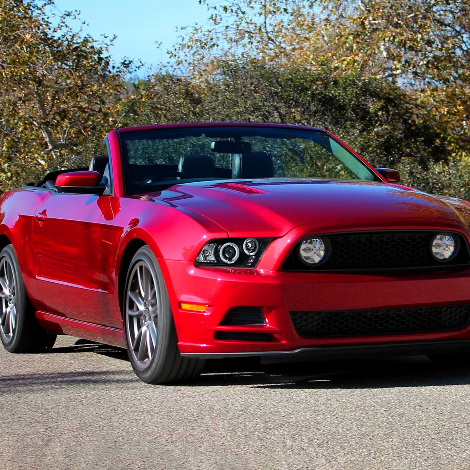 2010-2014 Ford Mustang Dual Halo Projector Headlights Matte Black/Clear Lens