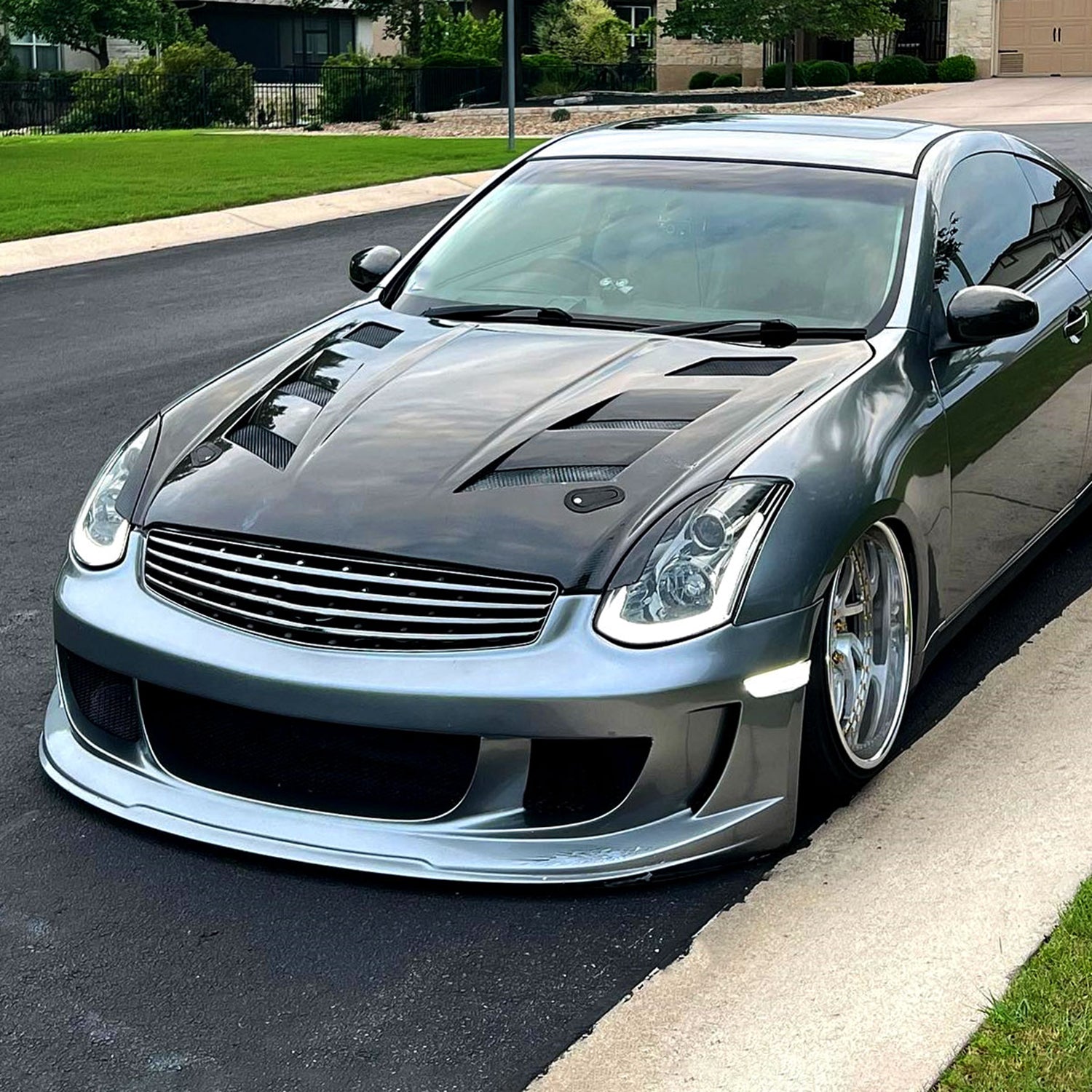 2003-2007 Infiniti G35 Coupe LED Bar Projector Headlights Turn Signals Smoke