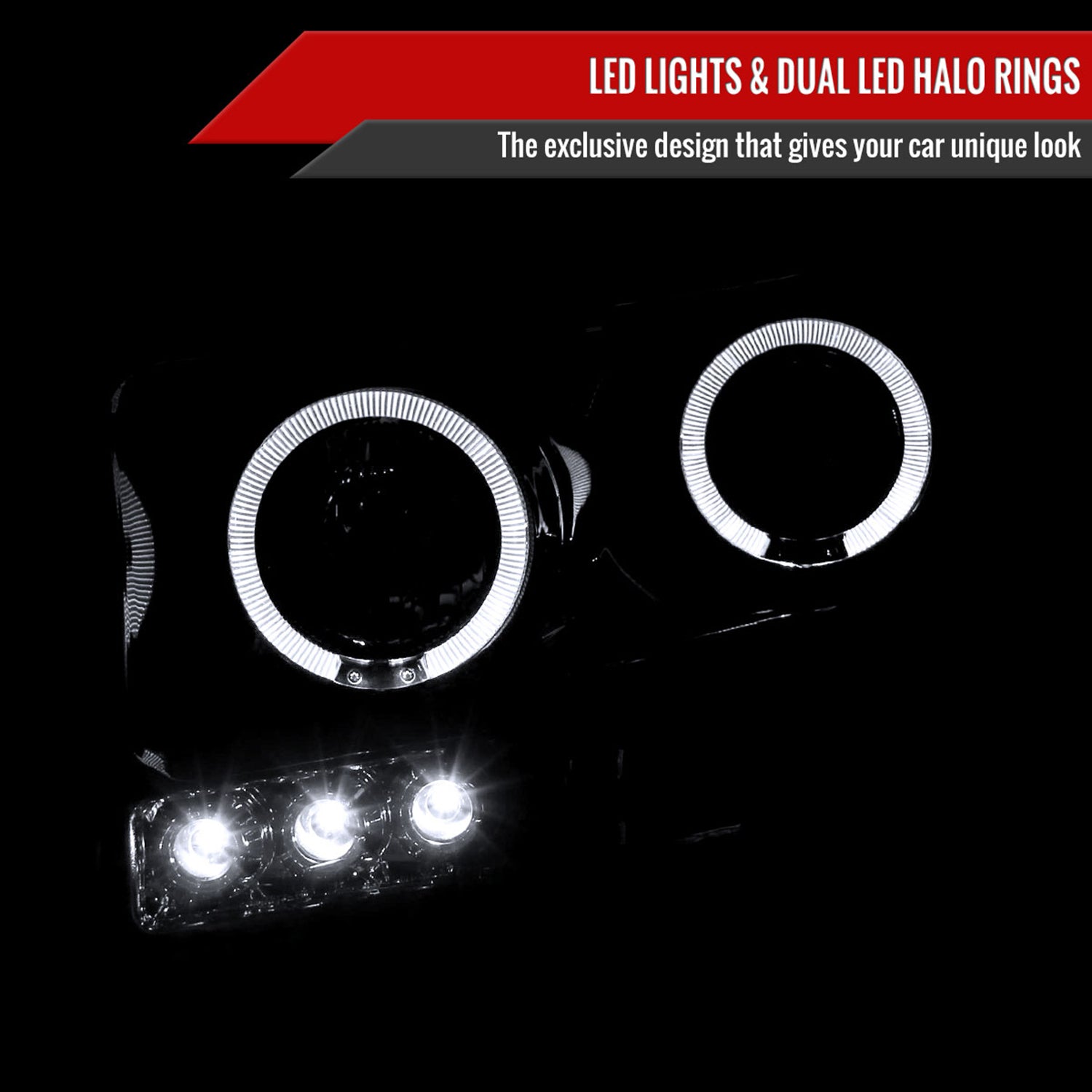 2006-2008 Dodge RAM 1500/ 06-2009 RAM 2500 3500 Dual Halo Headlights Smoke