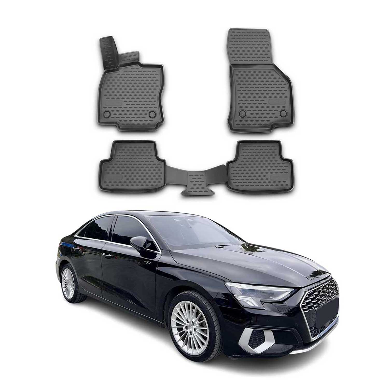 OMAC Floor Mats Liner for Audi A3 2022-2026 Black TPE All-Weather 4 Pcs