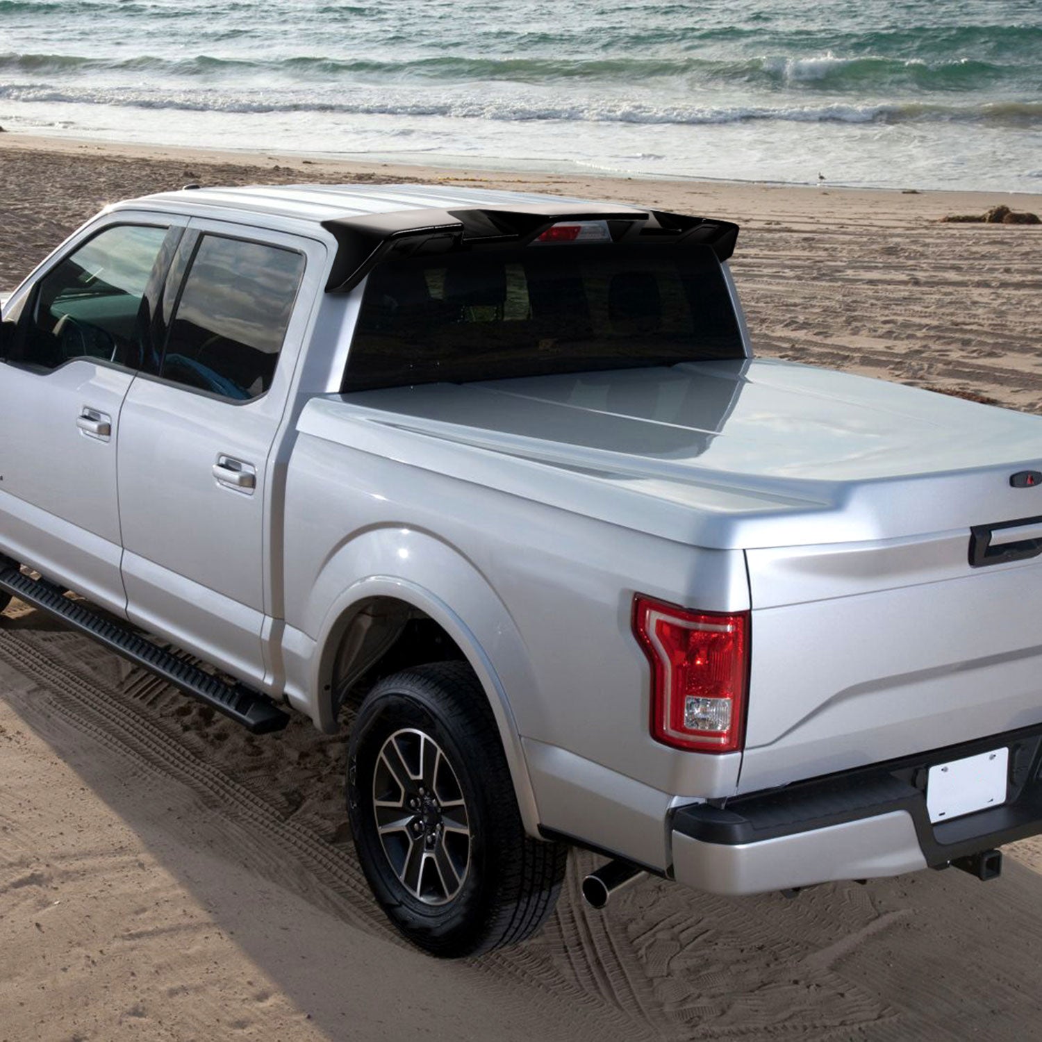 2009-2014 Ford F-150 Glossy Black 3PC Rear Roof Spoiler Wing Kit