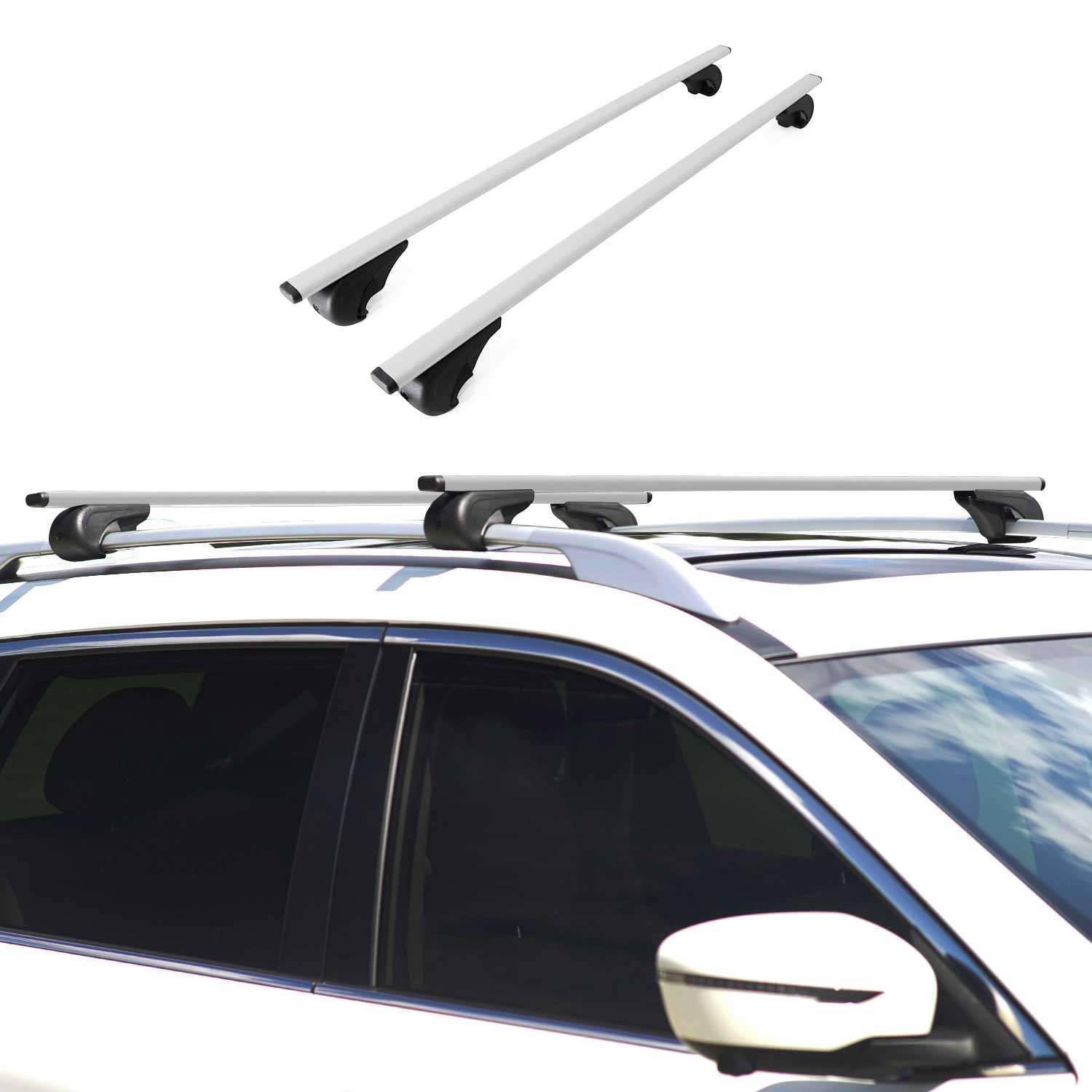 Roof Racks Cross Bars Luggage Carrier for Audi 5000S Avant 1984-1991 2Pcs Silver