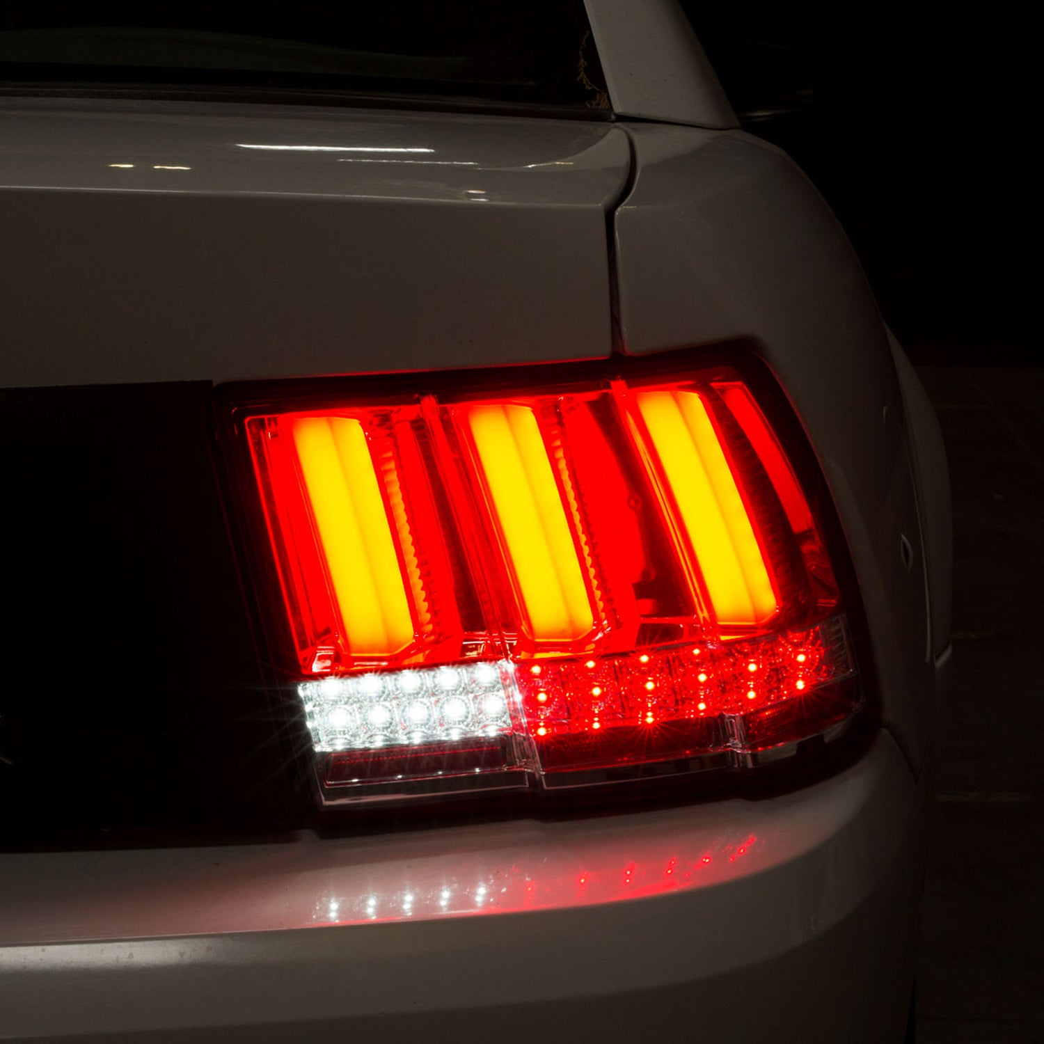 1999-2004 Ford Mustang Sequential LED Tail Lights Chrome Housing/Red Lens