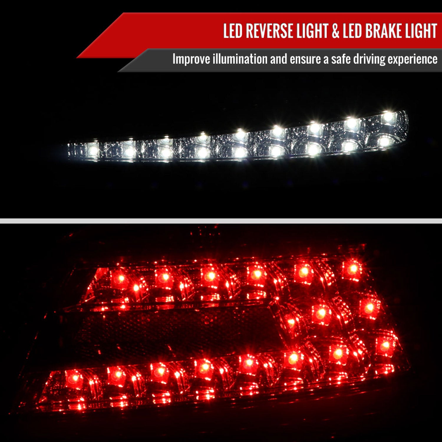 2015-2021 Subaru WRX Sequential White Bar LED Tail Lights Chrome/Red Lens