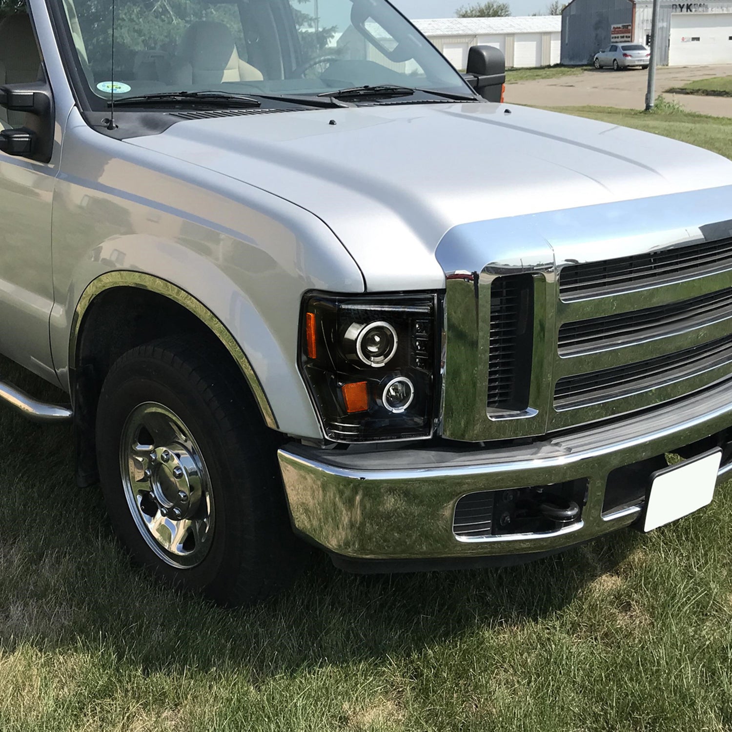 2008-2010 Ford F-250 F-350 F-450 SMD Dual Halo Projector Headlights Jet Black