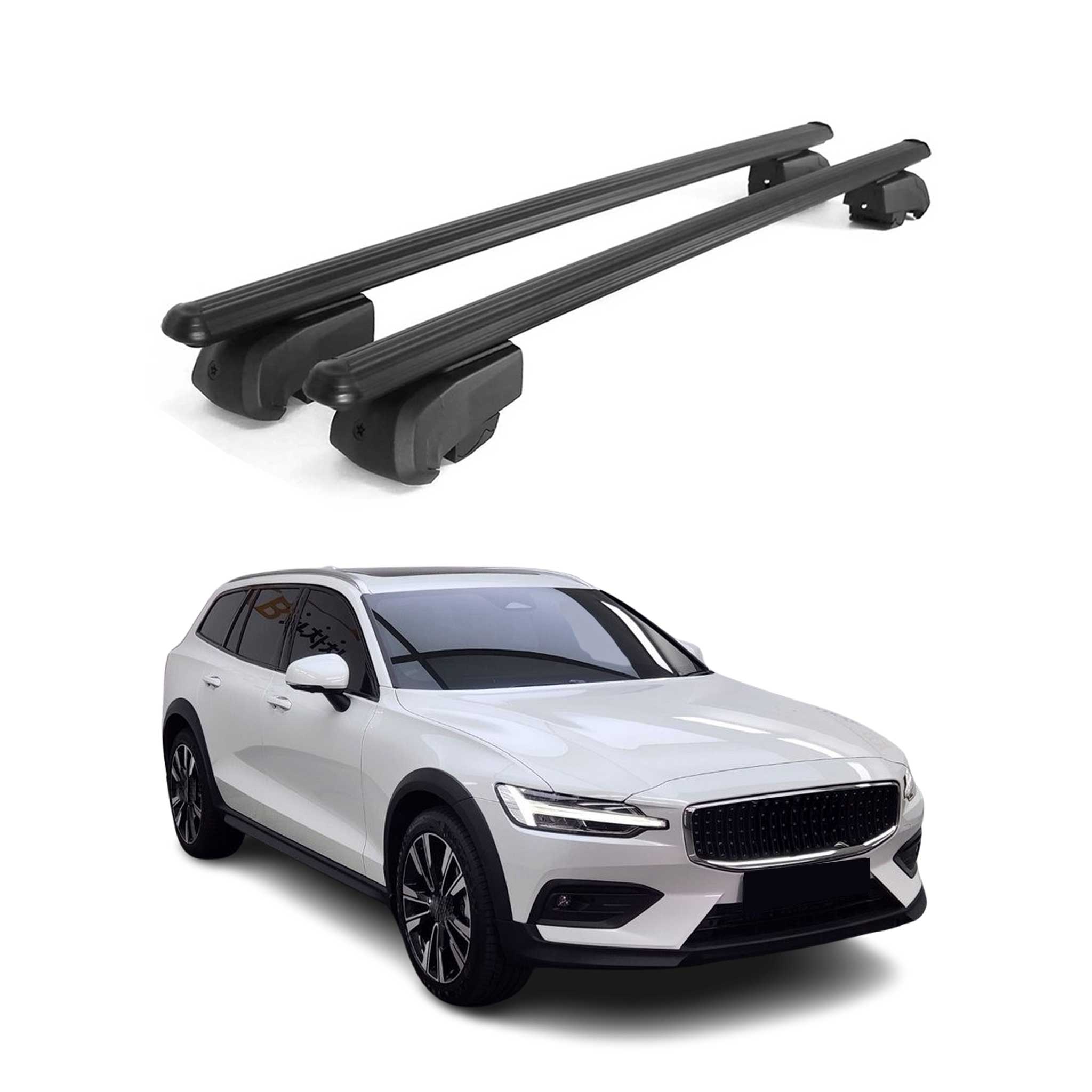 2020-2024 Volvo V60 Cross Country Roof Rack Cross Bars Black