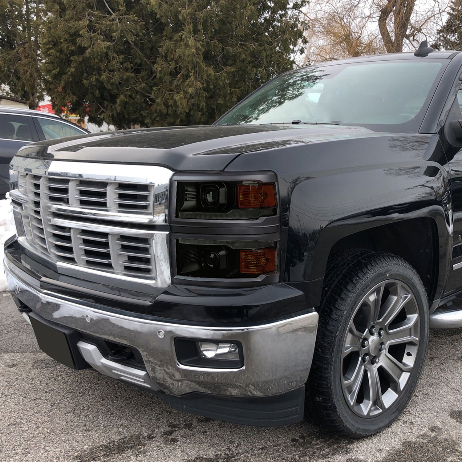 2014-2015 Chevy Silverado 1500 LED Bar Projector Headlights Smoke/Smoke Trim