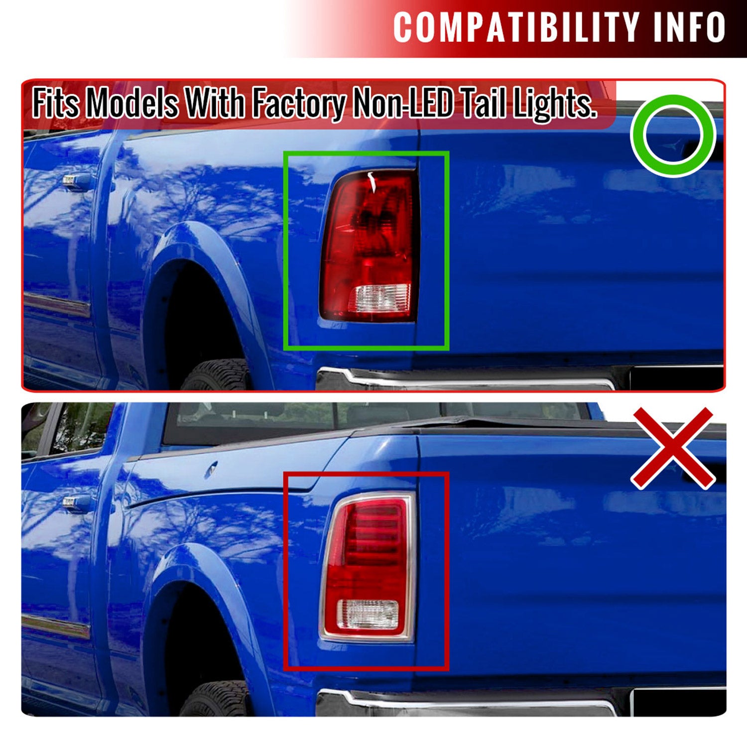 2009-2018 Dodge RAM 1500 2500 3500 LED Tail Lights Chrome/Red