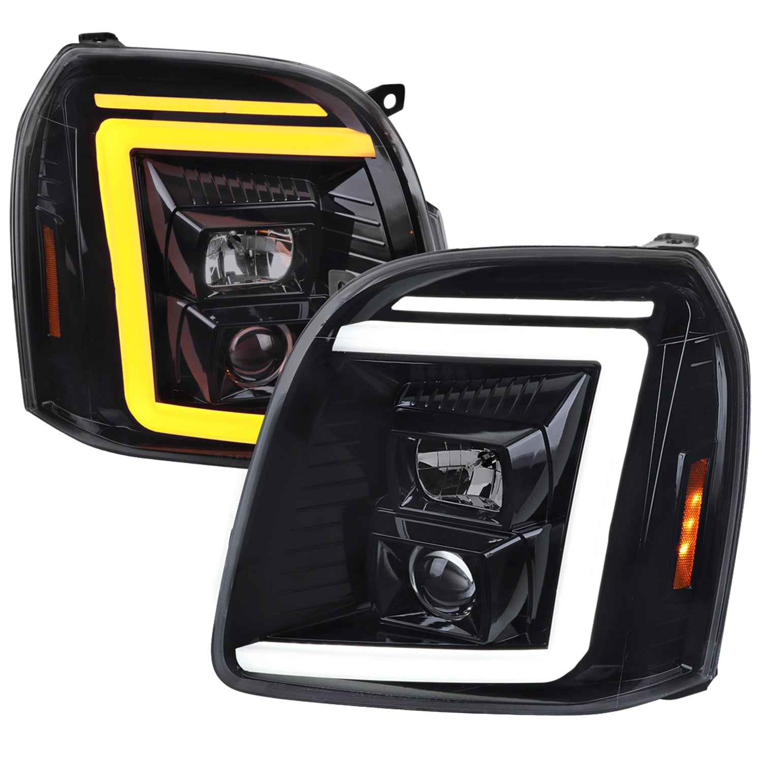 2007-2014 GMC Yukon/XL 1500/XL 2500 LED Turn Signal Projector Headlights Smoke