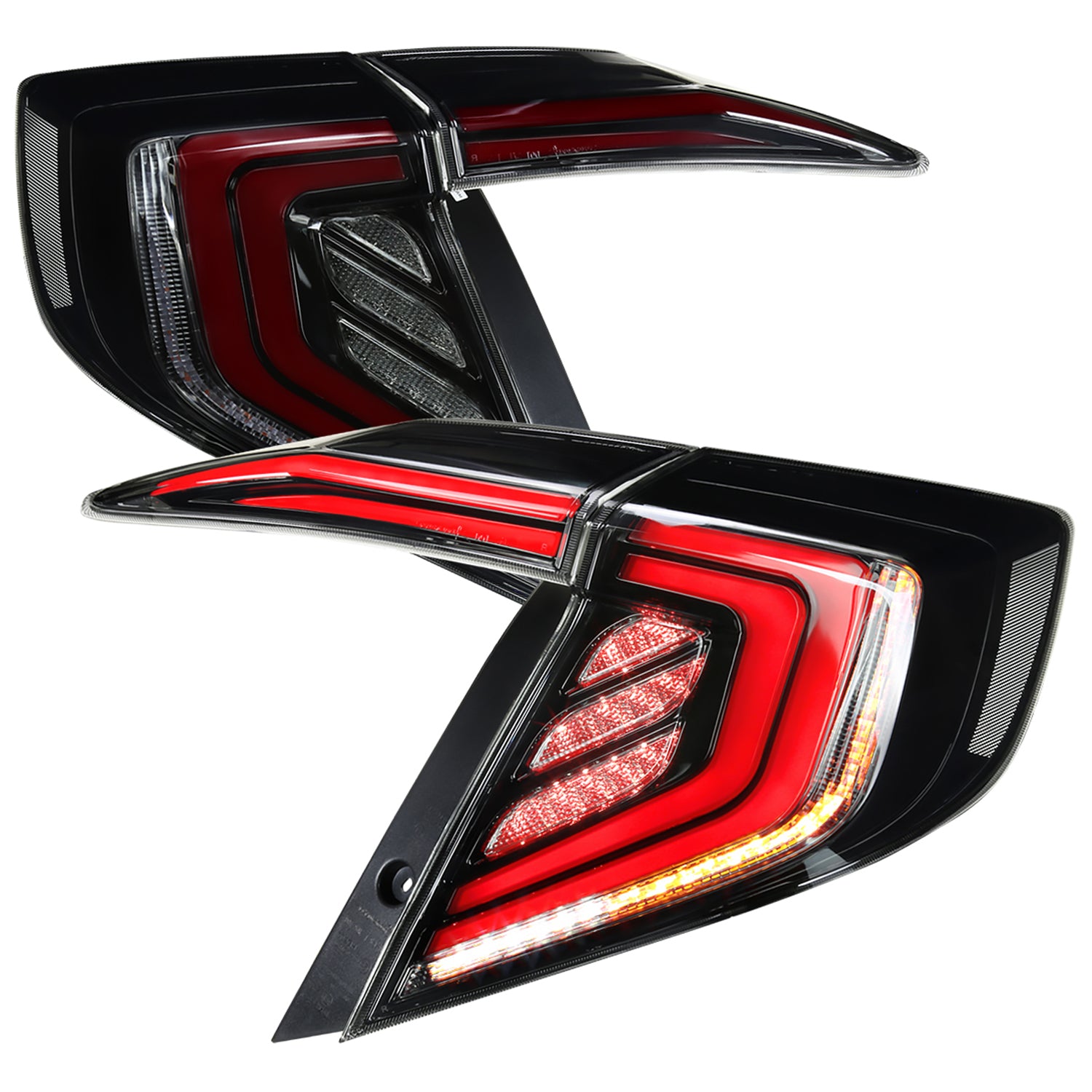 2016-2021 Honda Civic Sedan LED Tail Lights &Signal Lights Glossy Black/Smoke