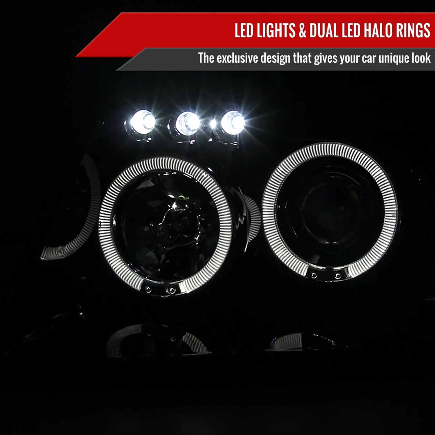 1999-2004 Jeep Grand Cherokee Dual Halo Projector Headlights Black/Smoke