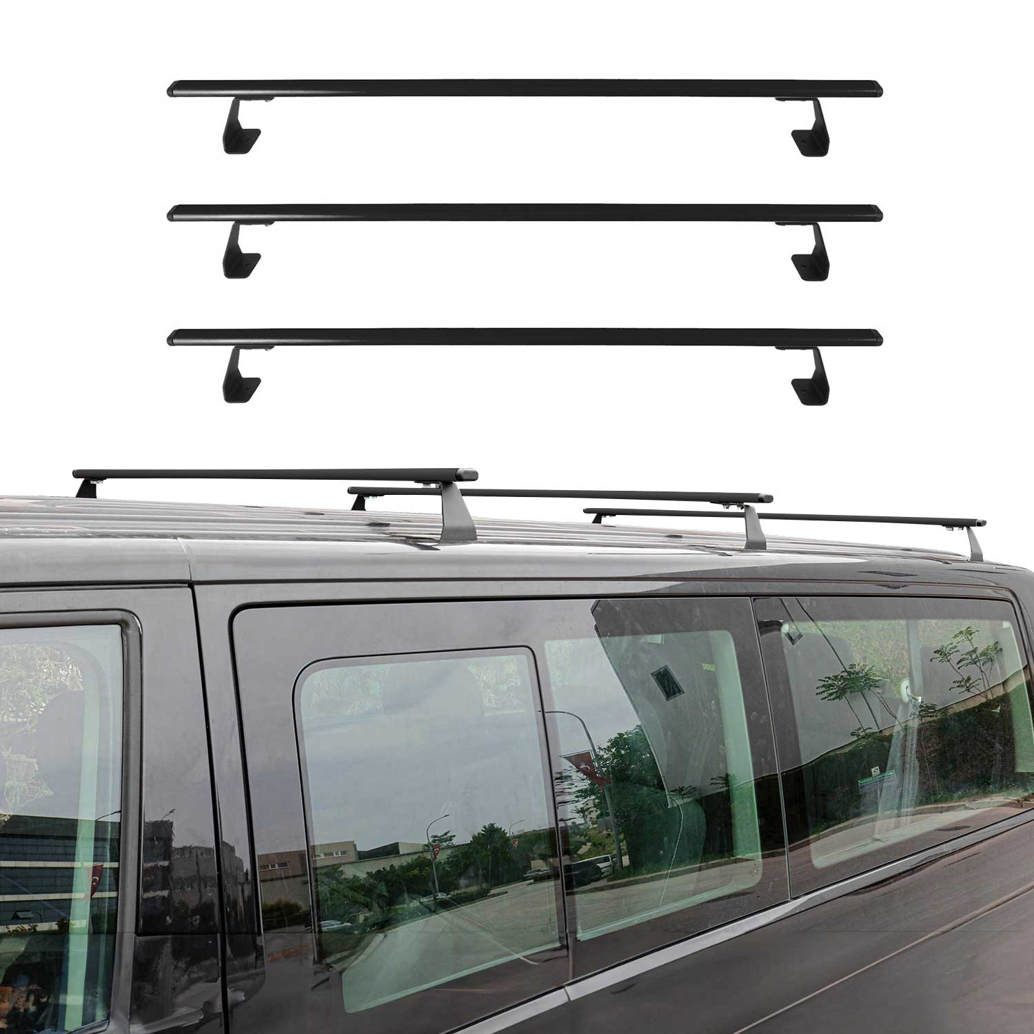 2013-2021 Nissan NV200 Roof Rack Cross Bars Luggage Carrier Steel Black 3 Pcs