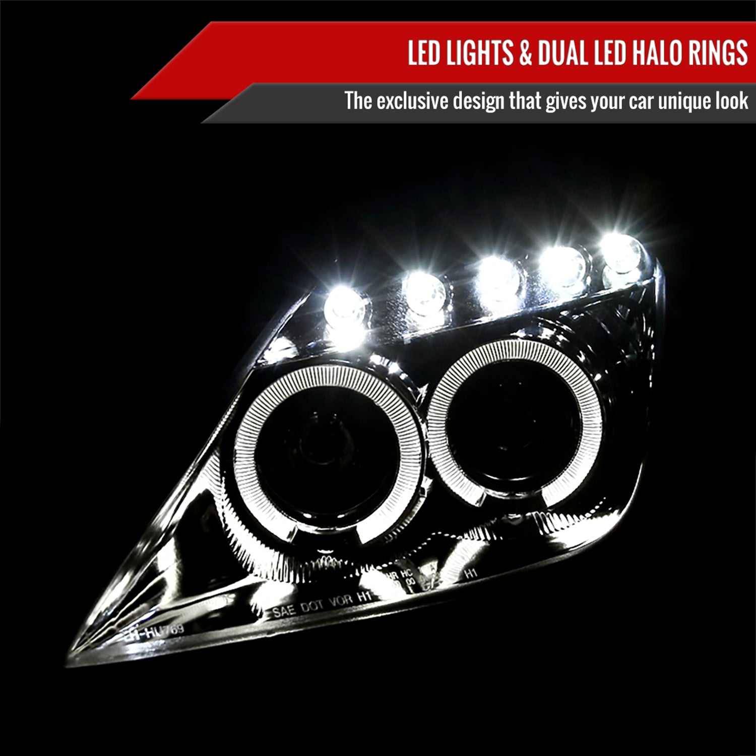 2000-2005 Toyota Celica Dual Halo Projector Headlights Chrome/Clear Lens