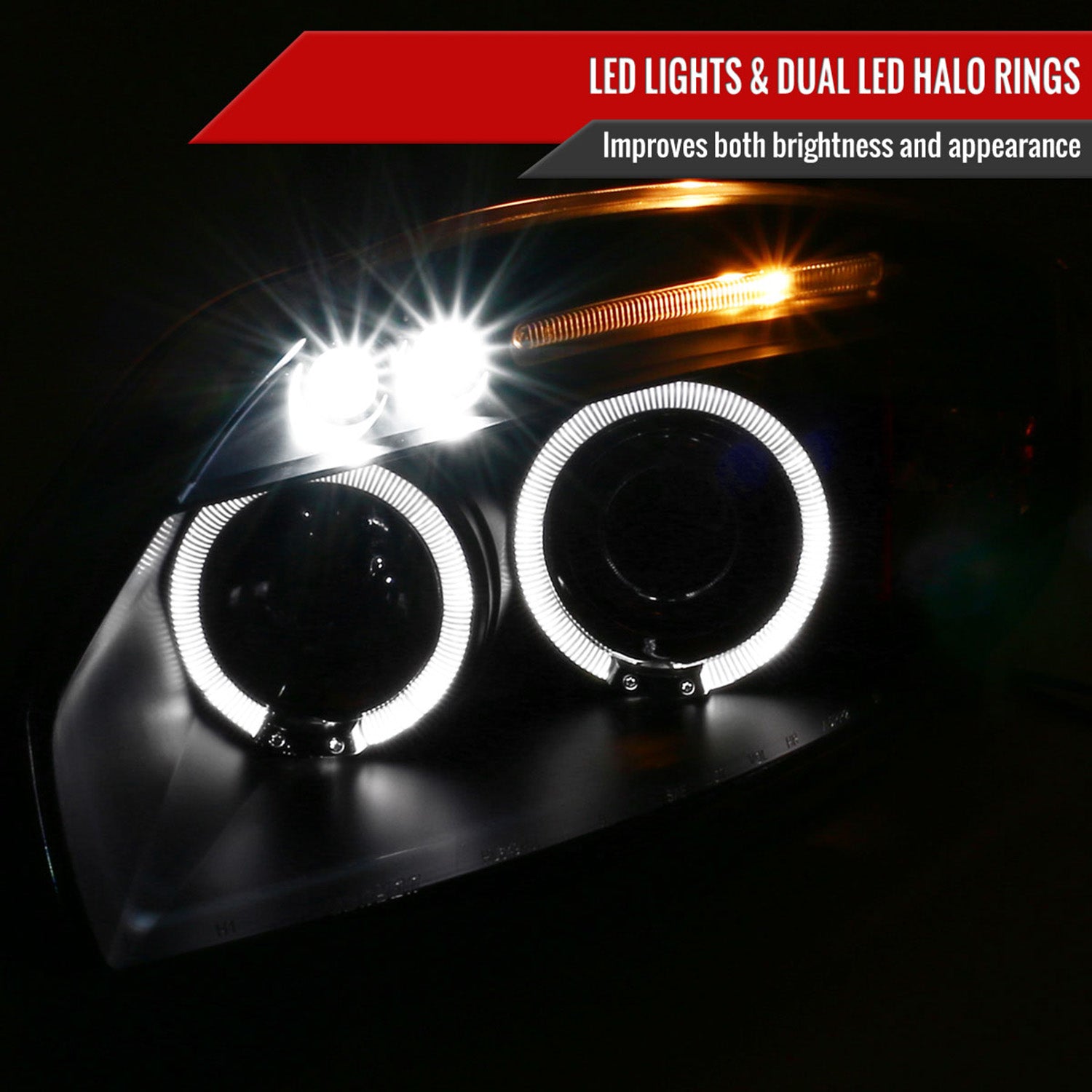 2006-2011 Mitsubishi Eclipse Dual Halo Projector Headlights Matte Black/Clear