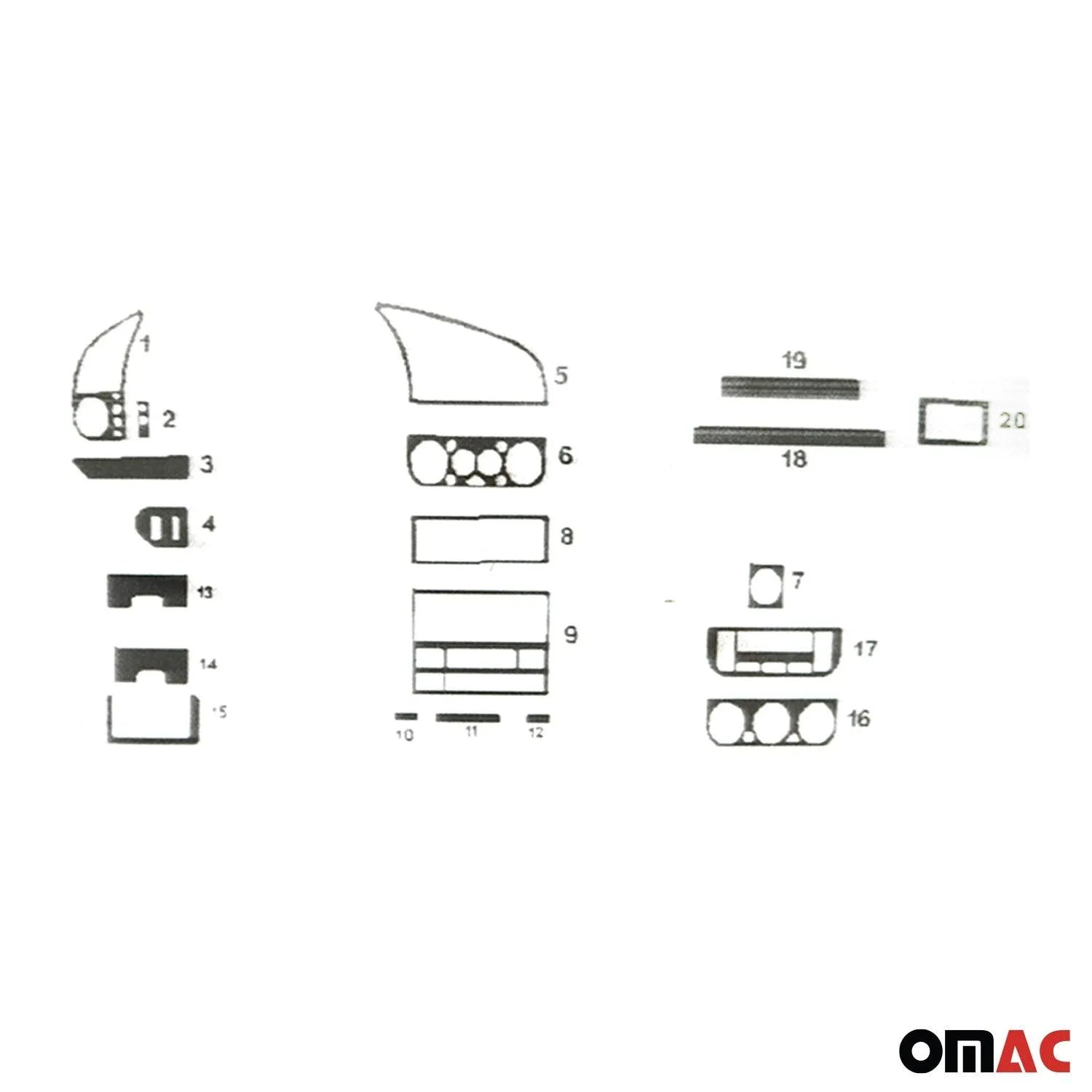 1992-1999 BMW 3 Series E36 Aluminium Look Dashboard Console Trim Kit 20x