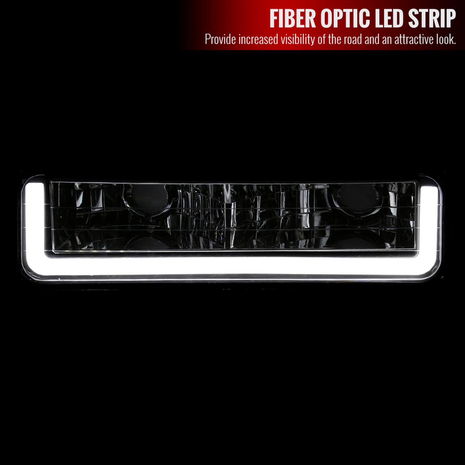 1988-1998 Chevy C10 GMC C/K LED Strip Bumper Corner Signal Lights Chrome/Clear