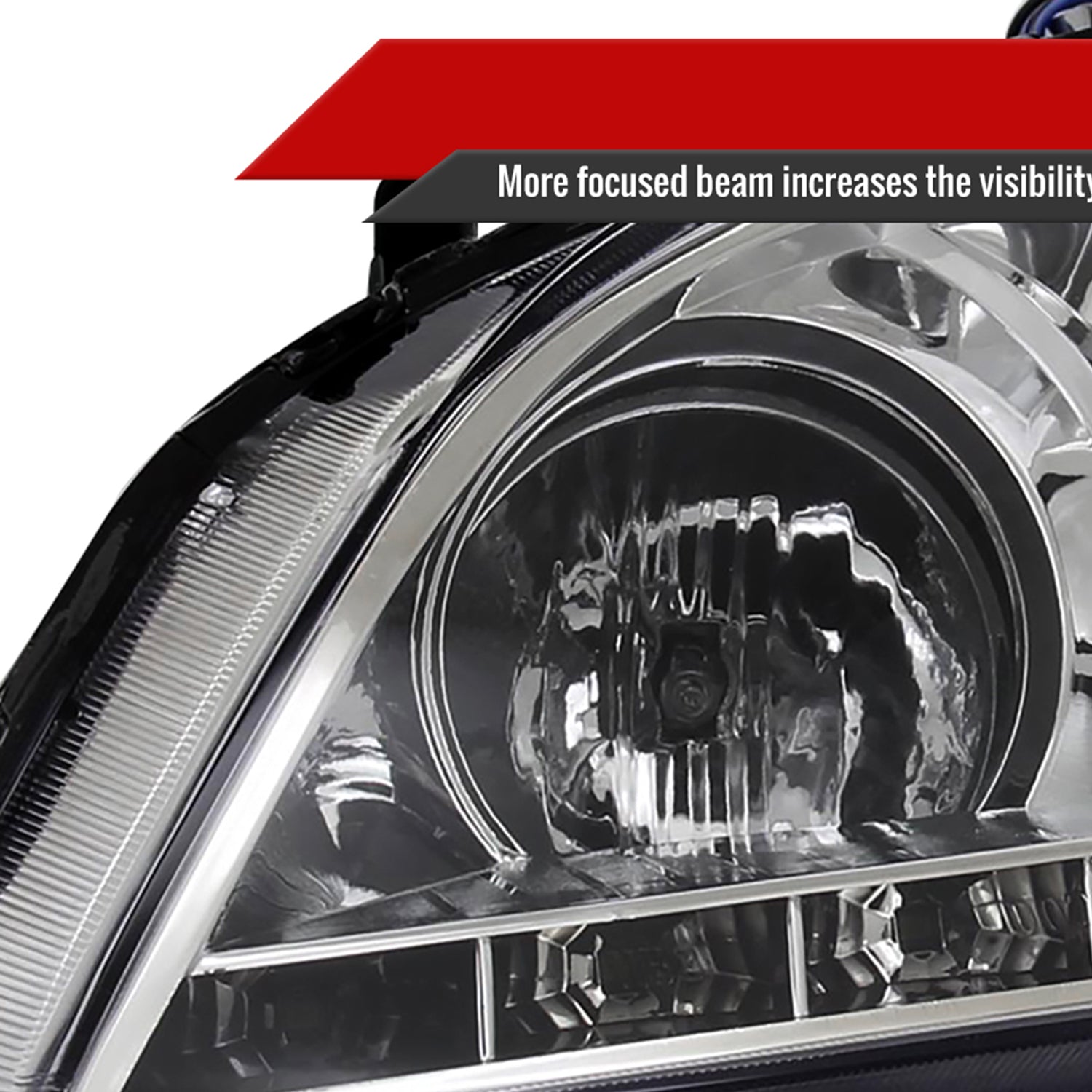 2004-2005 Honda Civic Projector Headlights w/ LED Light Strip Chrome/Clear