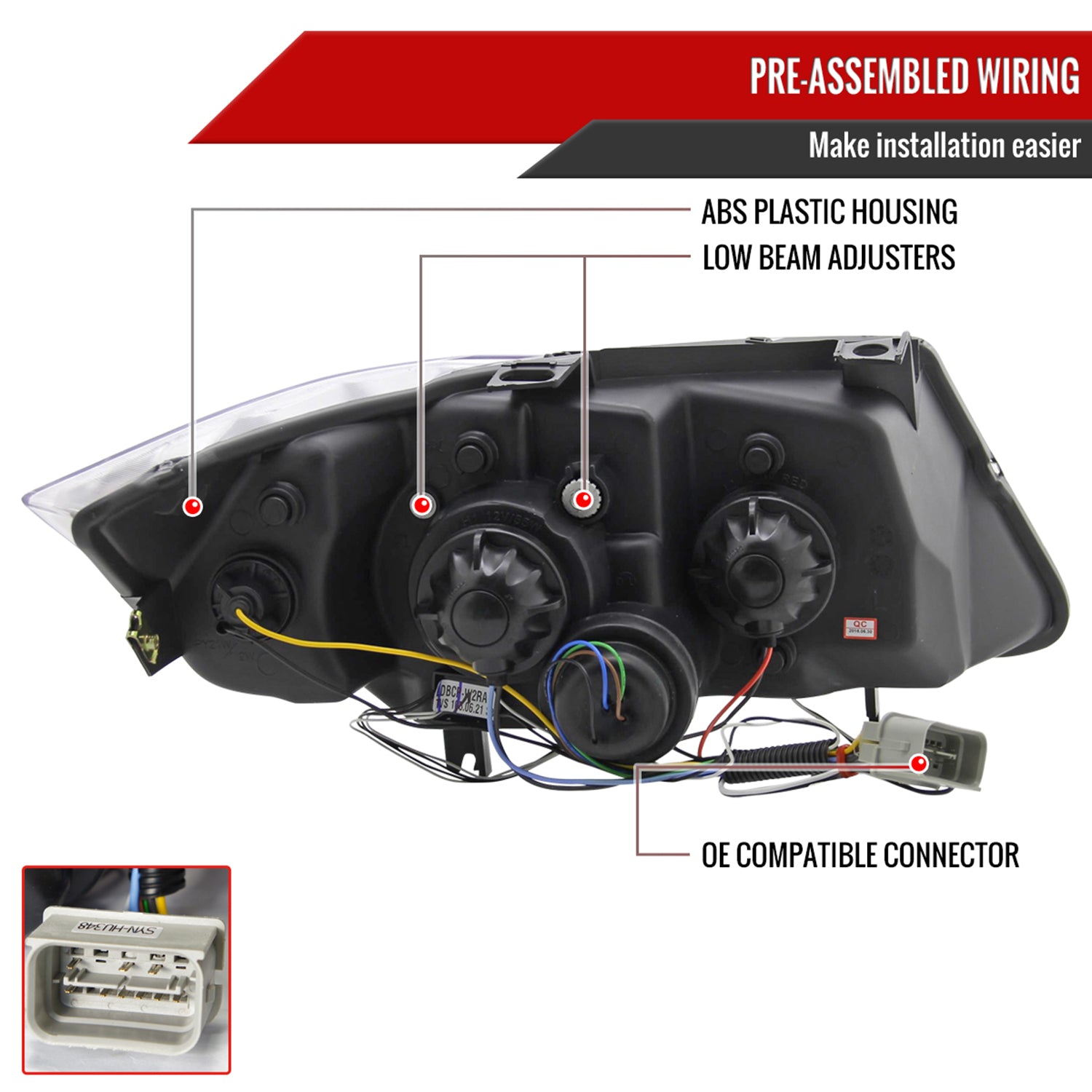 2006-2008 BMW E90 3 Series Sedan Dual Halo Headlights LED Light Chrome