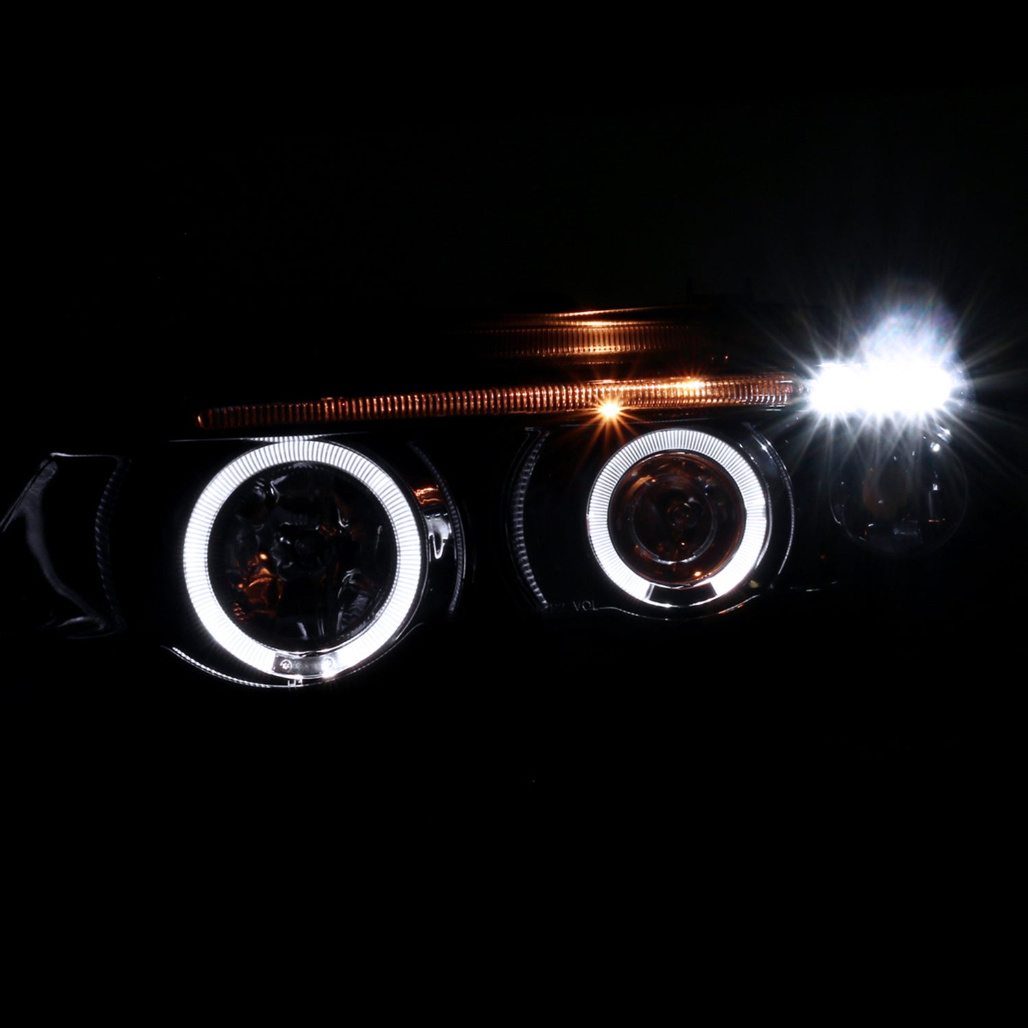2001-2003 BMW E53 X5 Dual Halo Projector Headlights Glossy Black/Smoke Lens