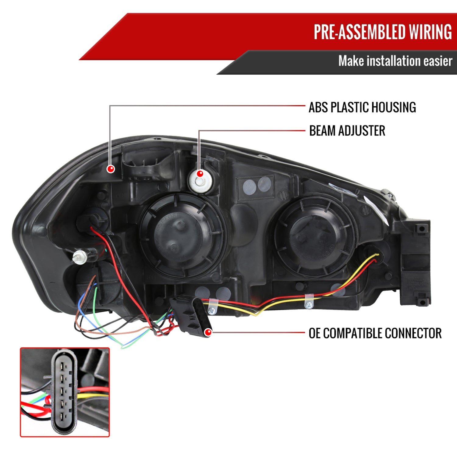 2006-2013 Chevy Impala/Monte Carlo/Impala Limited Factory Headlights LED Black